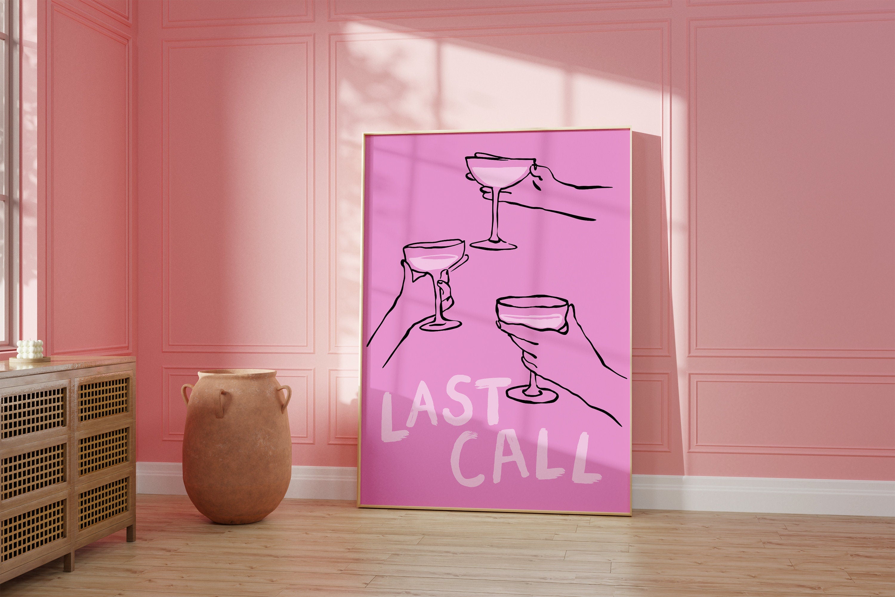 Last Call Wall Art Download, Scribbled Print, Fun Kitchen Art, Bar Cart Prints, Colorful Cheers Art, Trendy Bar Cart Gift, Bar Cart Art