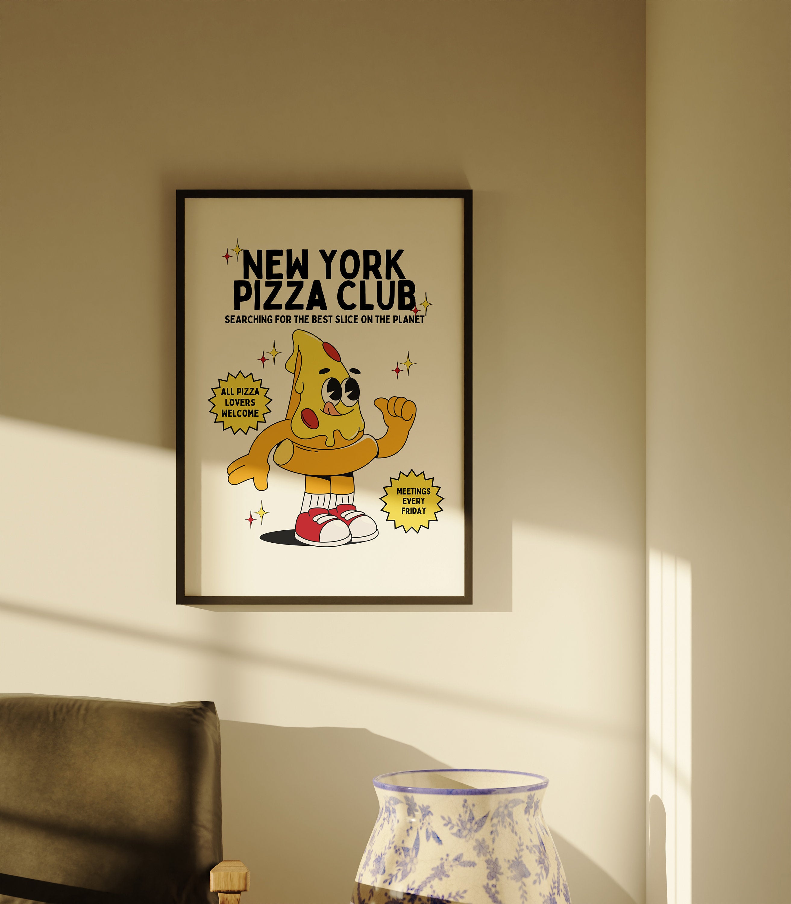 Downloadable Pizza Art, Digital Food Art Print, Pizza Poster, Trendy Pizza Art Print, Pizza Print, Instant Download, Kitchen Print