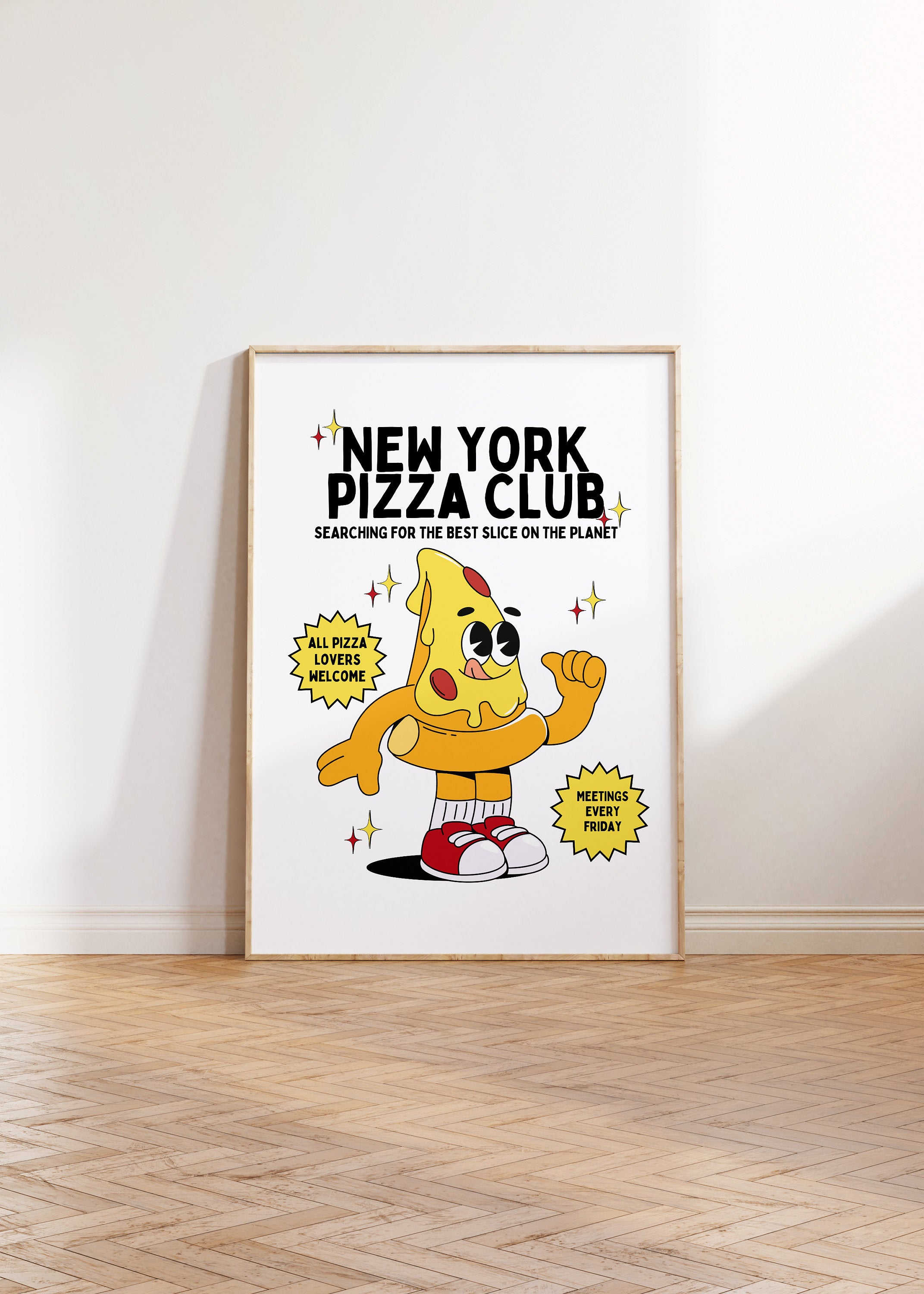 Downloadable Pizza Art, Digital Food Art Print, Pizza Poster, Trendy Pizza Art Print, Pizza Print, Instant Download, Kitchen Print