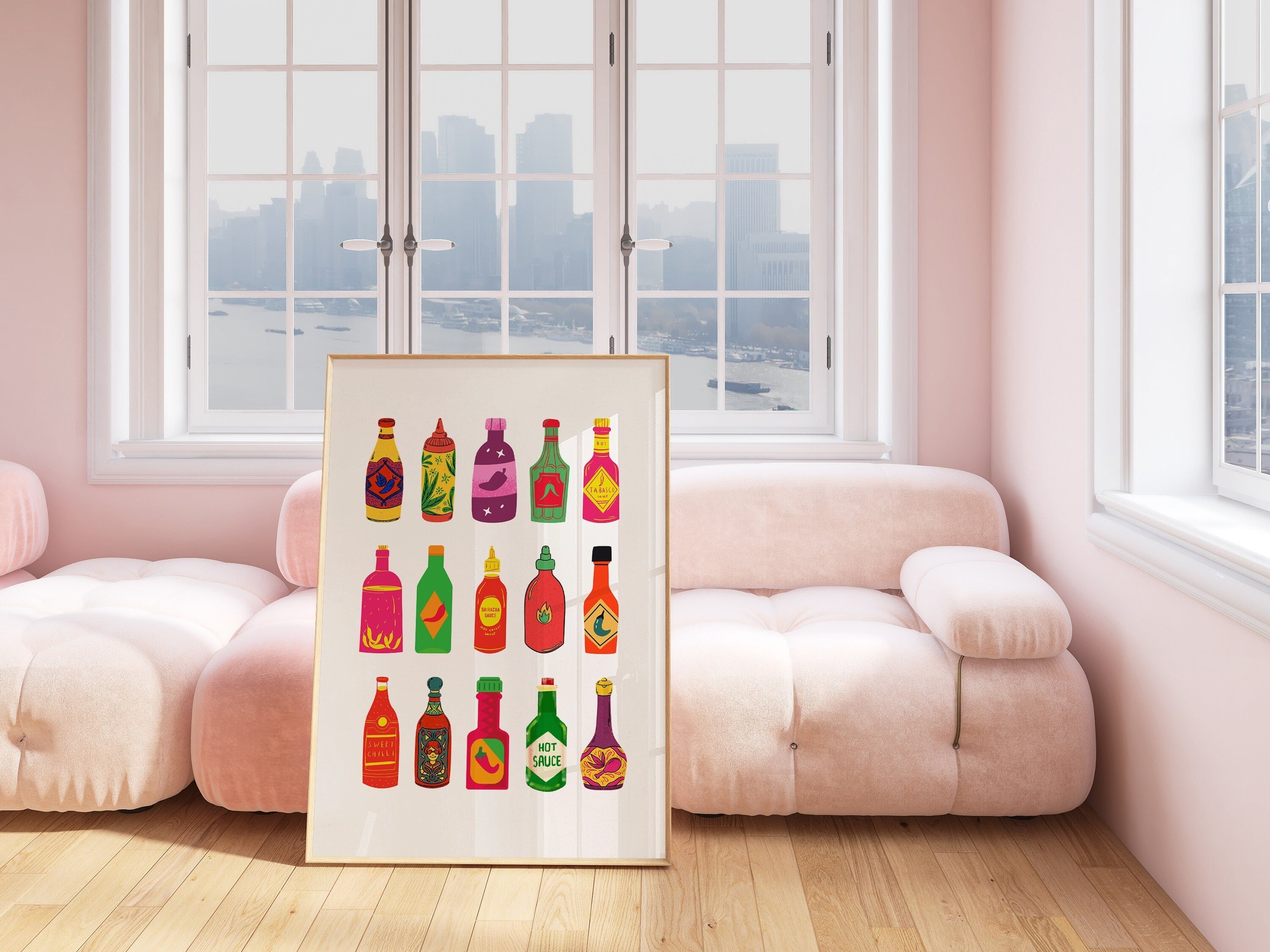 Hot Sauce Art, Digital Download,Kitchen Wall Art Print,Digital Food Art Print,Trendy Wall Art Print,Kitchen Printables, Kitchen Wall Decor
