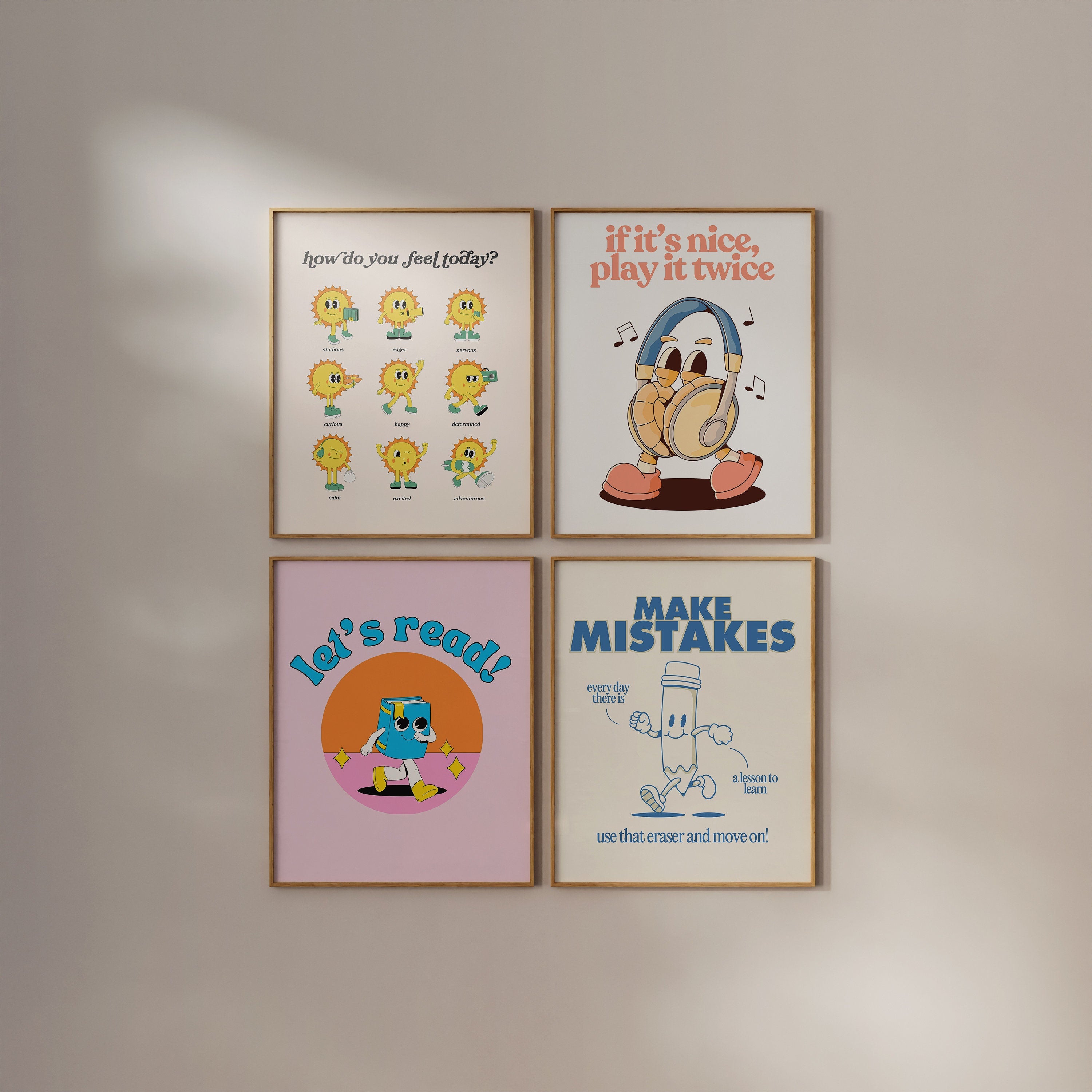 Gallery Wall Set, Exhibition Set of 4 Prints, Kids Print Set, Museum Poster Set, Trendy Prints, DIGITAL DOWNLOAD, Preppy Prints