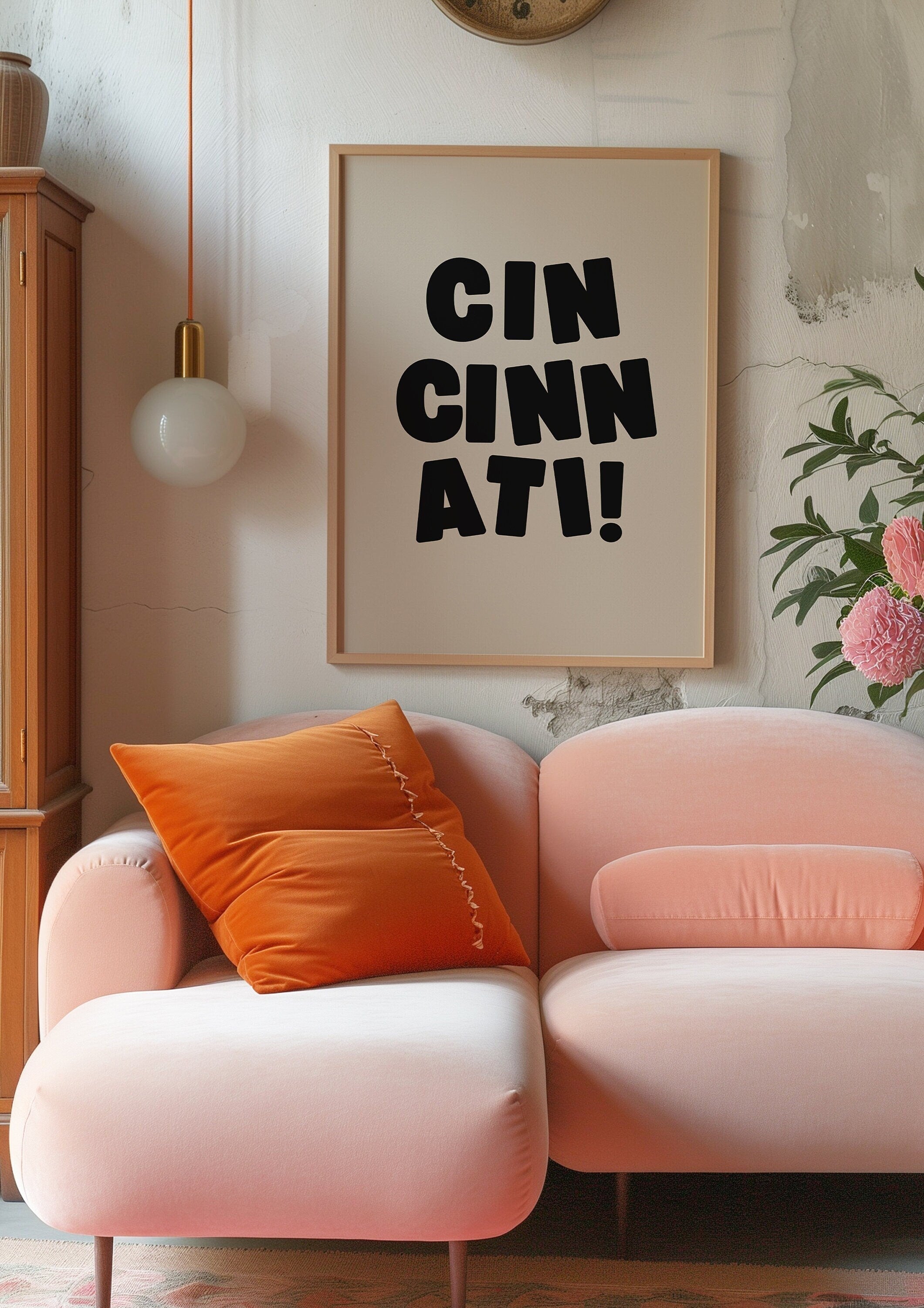 Cincinnati Art Print,Digital Art Download,Cincinnati Wall Art,Cute Trendy Art,Cincinnati Posters,Cincinnati Wall Poster,Beige Posters