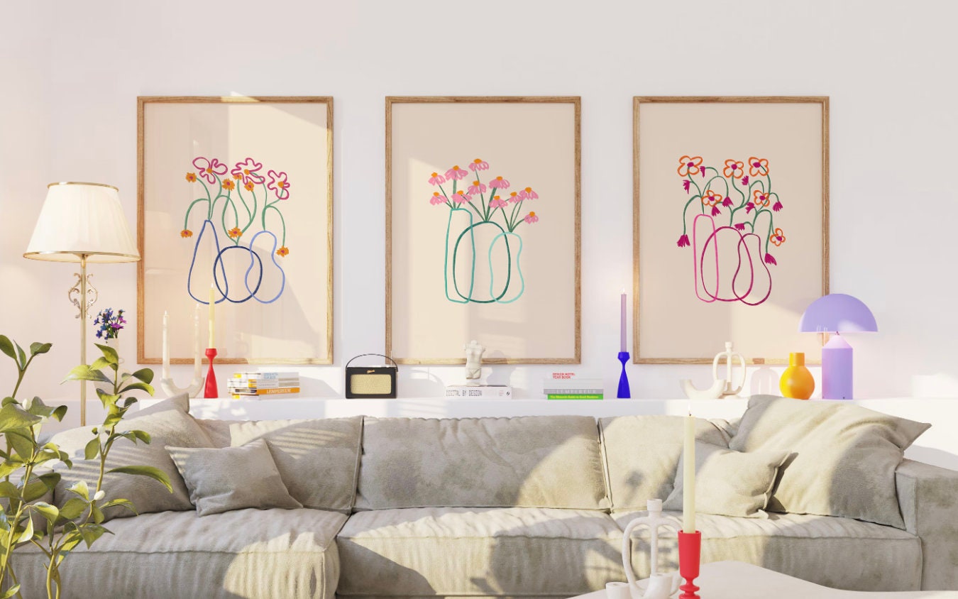 Gallery Set of 3 Floral Digital Art Prints