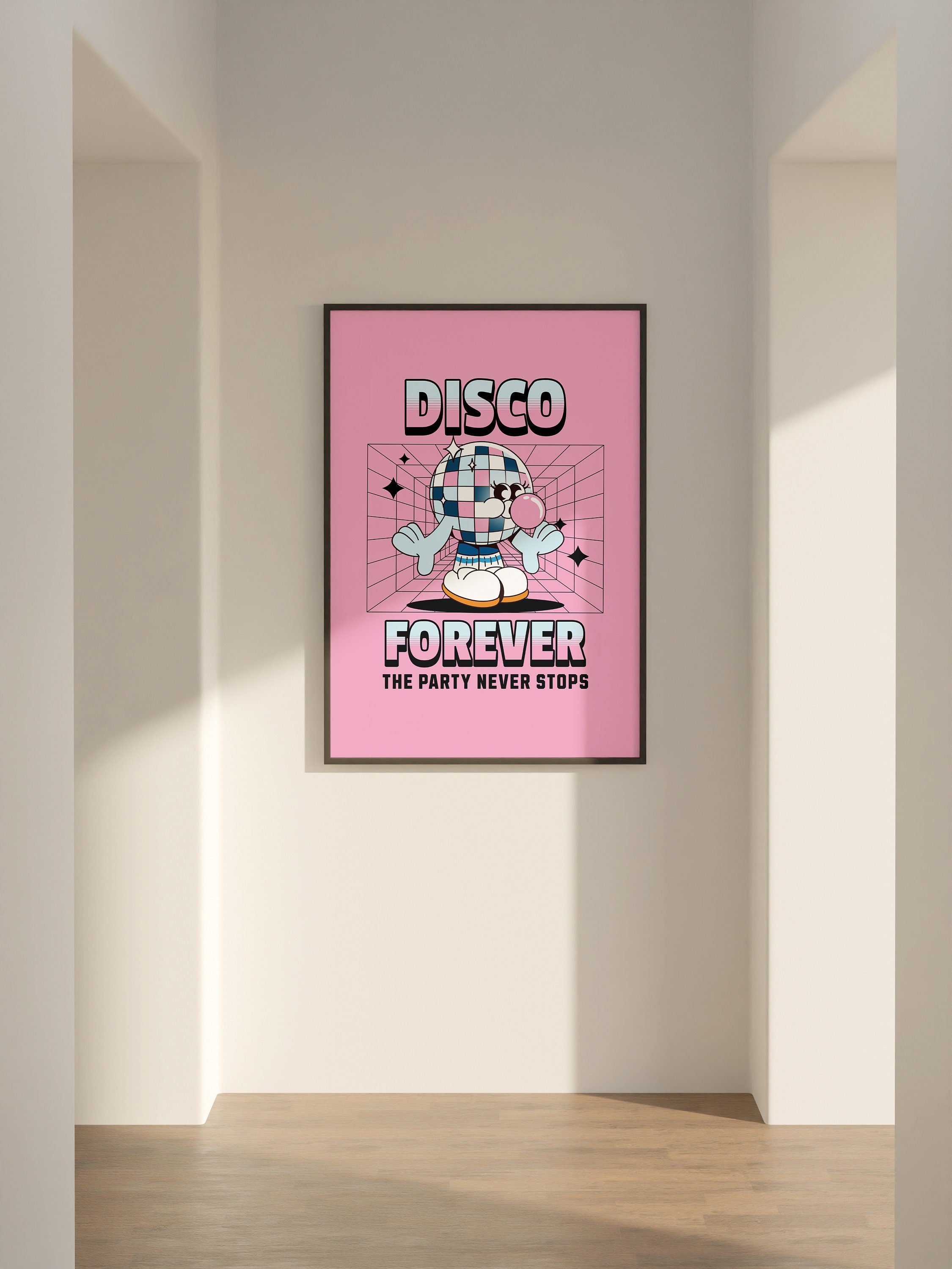 Disco Print, Disco Poster, Trendy Wall Art, Preppy Bar Cart Art, Disco Ball Print, Printable Art, Retro Wall Decor, Trendy Retro 70s Decor