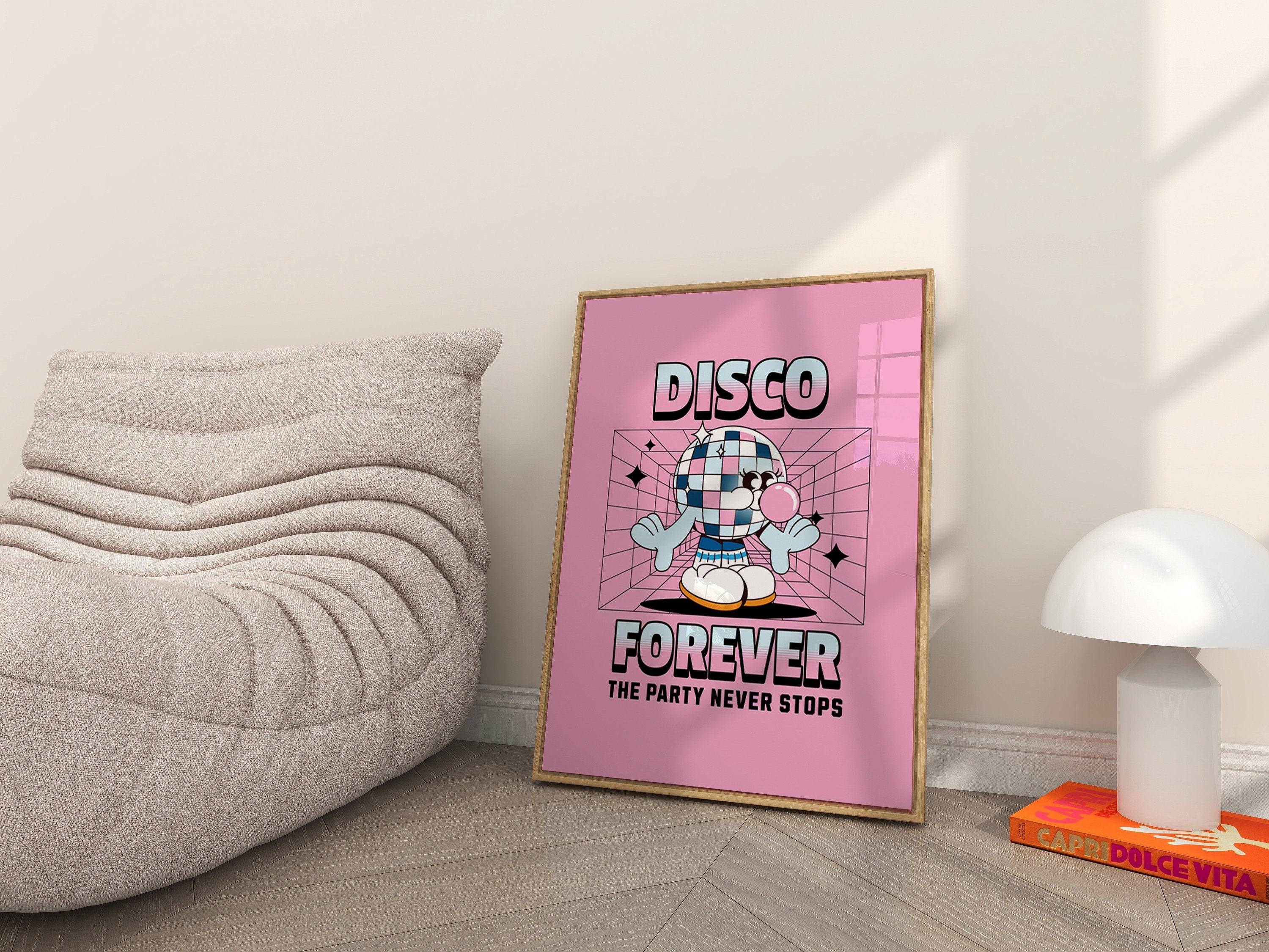 Disco Print, Disco Poster, Trendy Wall Art, Preppy Bar Cart Art, Disco Ball Print, Printable Art, Retro Wall Decor, Trendy Retro 70s Decor