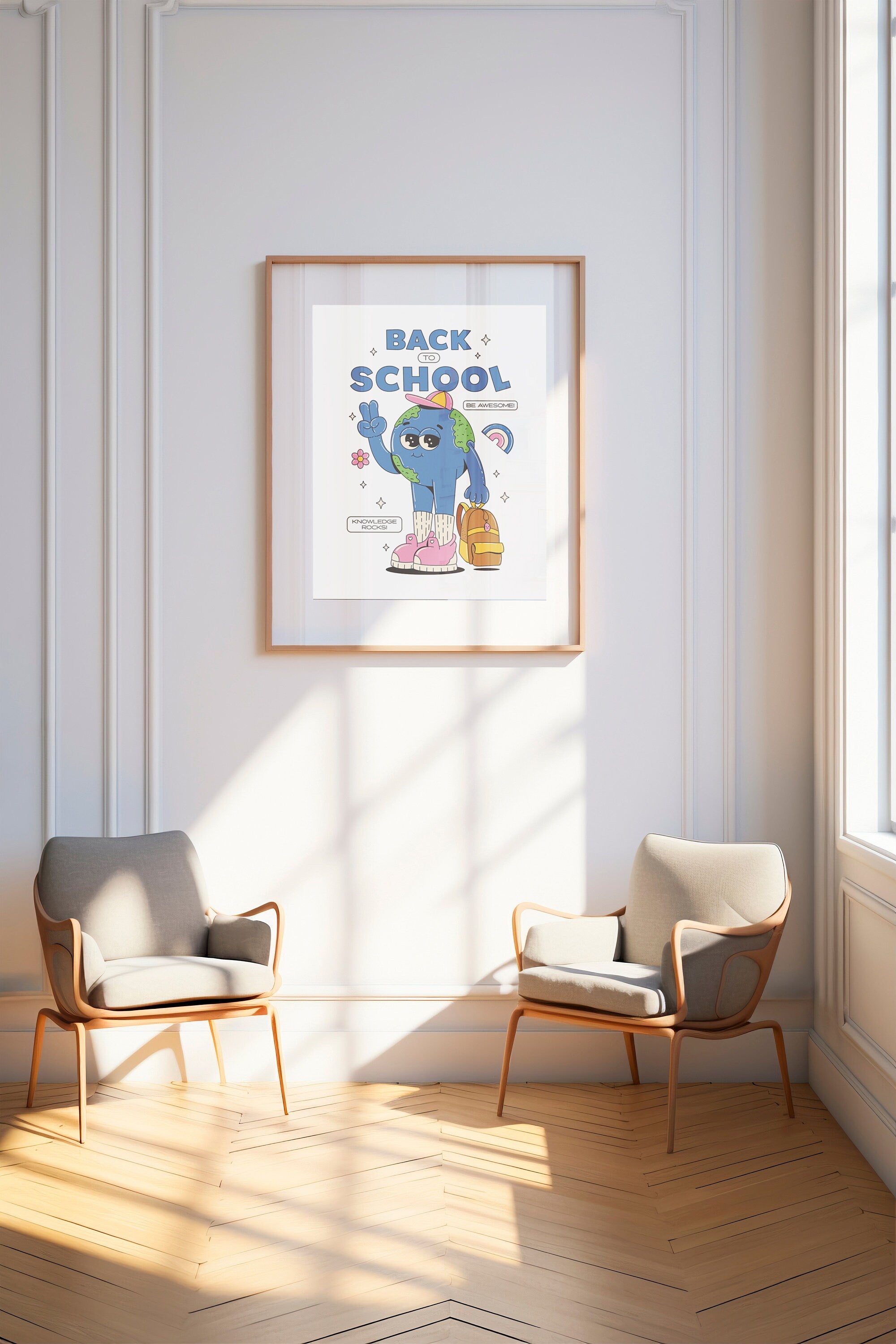 Classroom Art, Kids Room Art, Downloadable Print, Cartoon Art, Back to School Art, Trendy Posters, Vintage Mascot Art, Cute Positive Poster