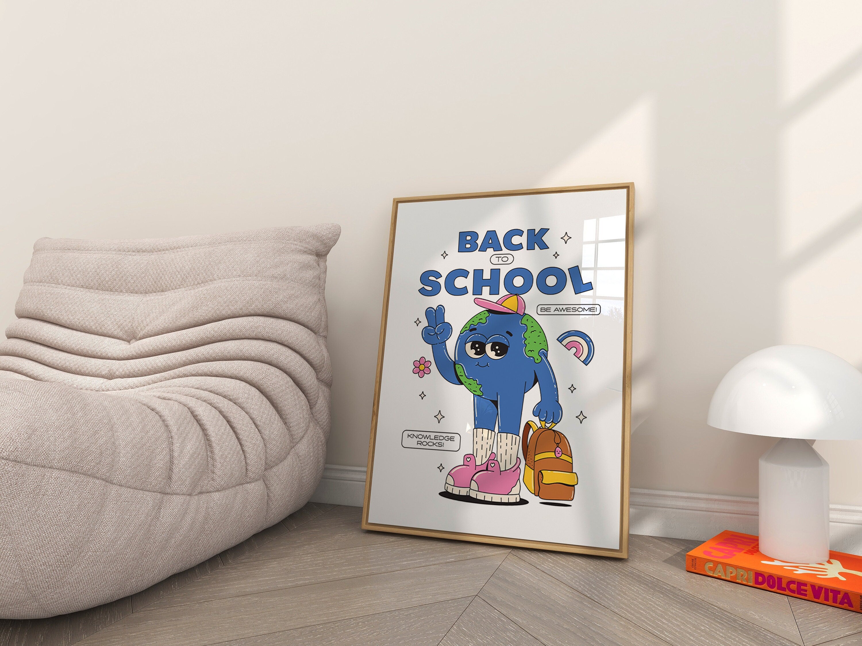 Classroom Art, Kids Room Art, Downloadable Print, Cartoon Art, Back to School Art, Trendy Posters, Vintage Mascot Art, Cute Positive Poster