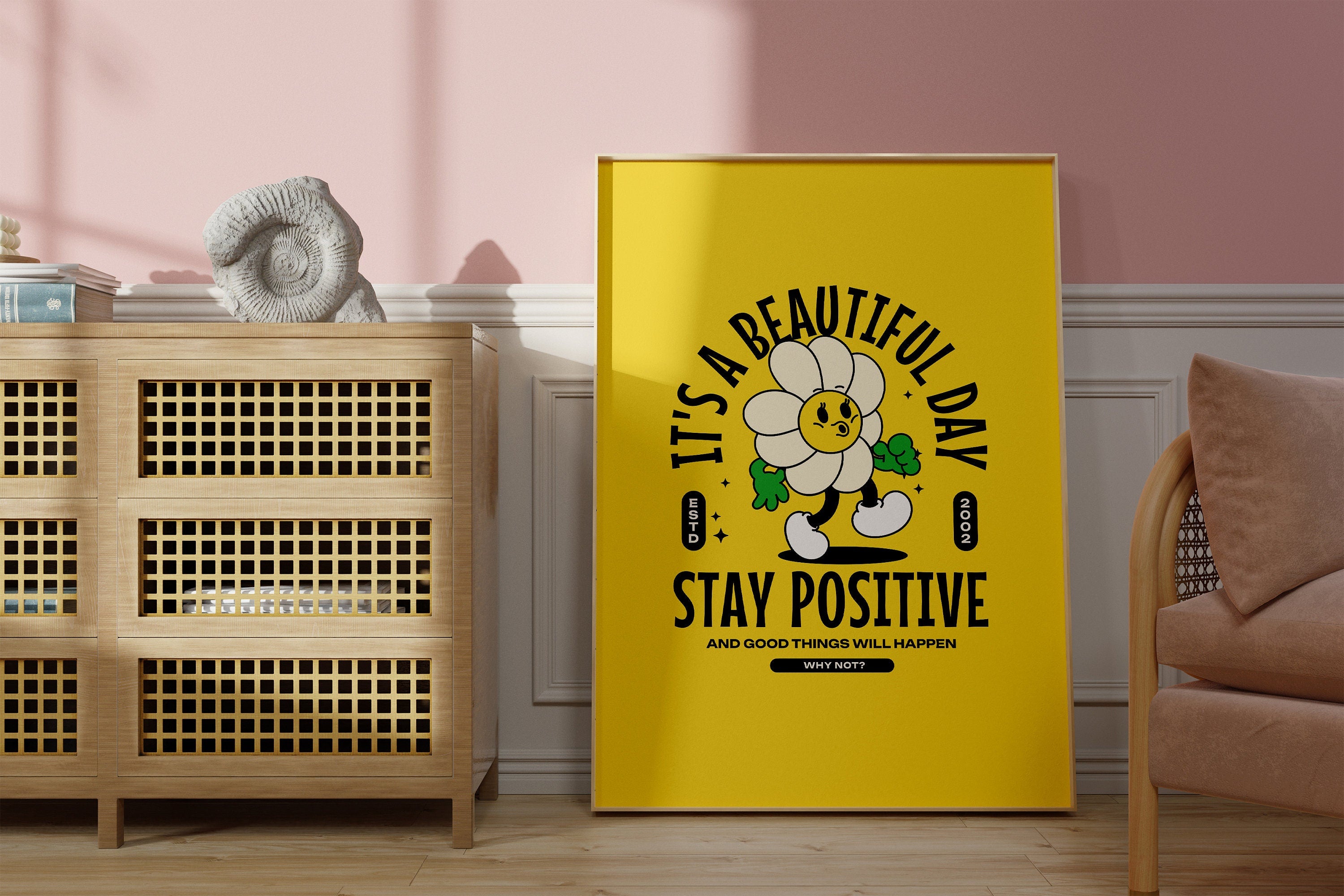 Beautiful Day Prints, Trendy Girly Print, Fun Yellow Art, Positivity Art Print, Positive Print, Inspiration Print, Office Art Print