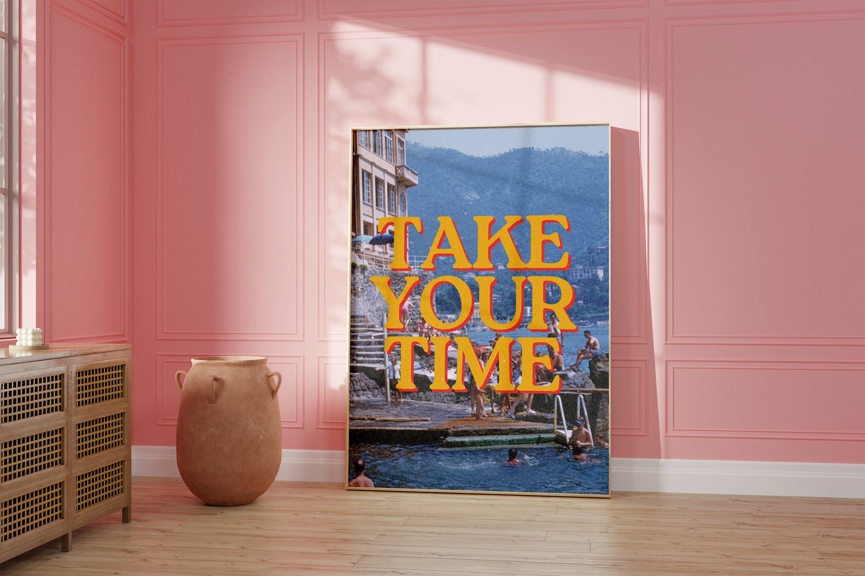 Take Your Time, Retro Photo Art Print, Preppy Art, Bar Car Decor, Trendy Poster, Italy Posters, Bar Cart Decor, Bedroom Art, Italy Prints