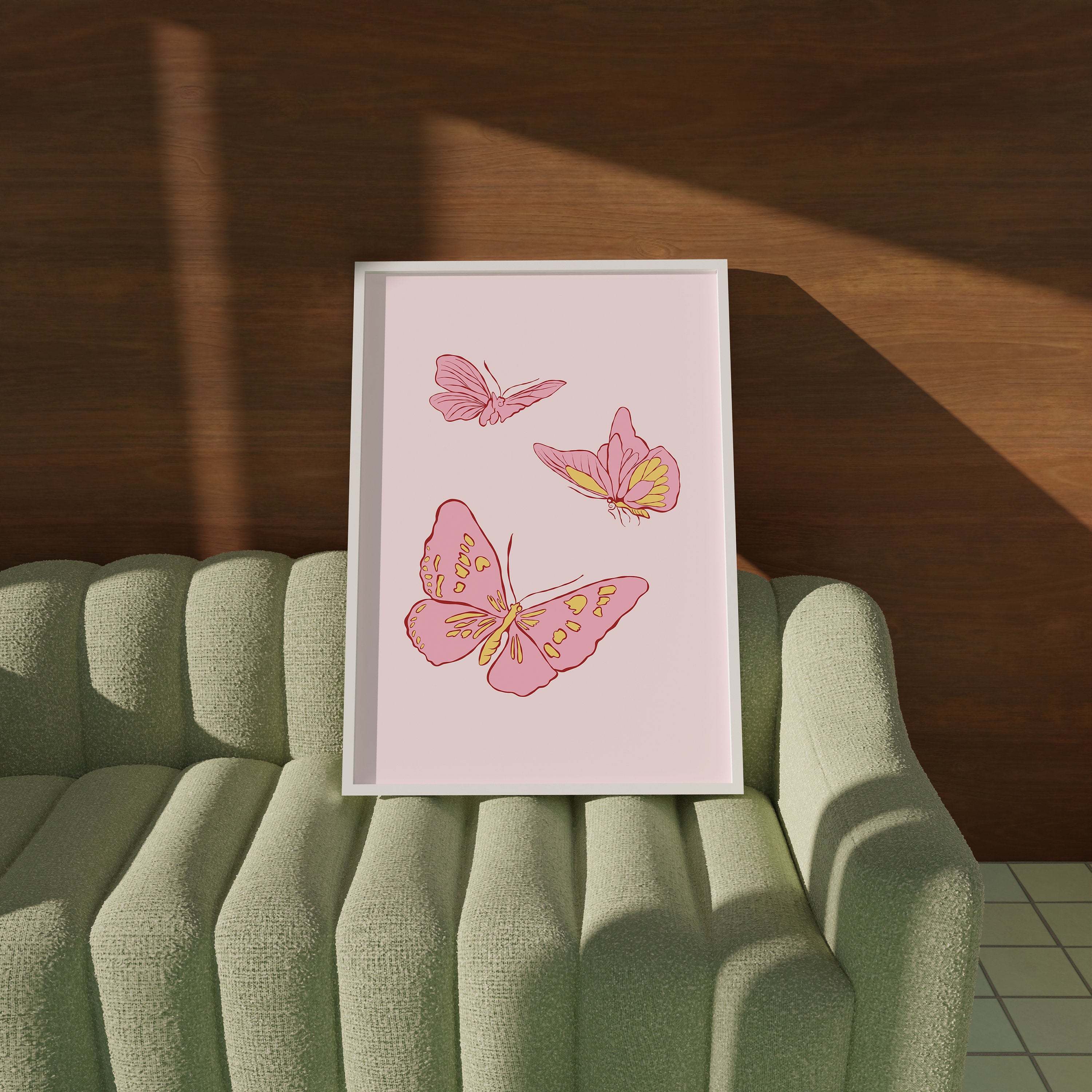 Butterfly Art, Animal Prints, Trendy Animal Prints, Pink Butterfly Art, Girly Trendy Art Print, Girls Room Art Print, Minimal Butterfly Art