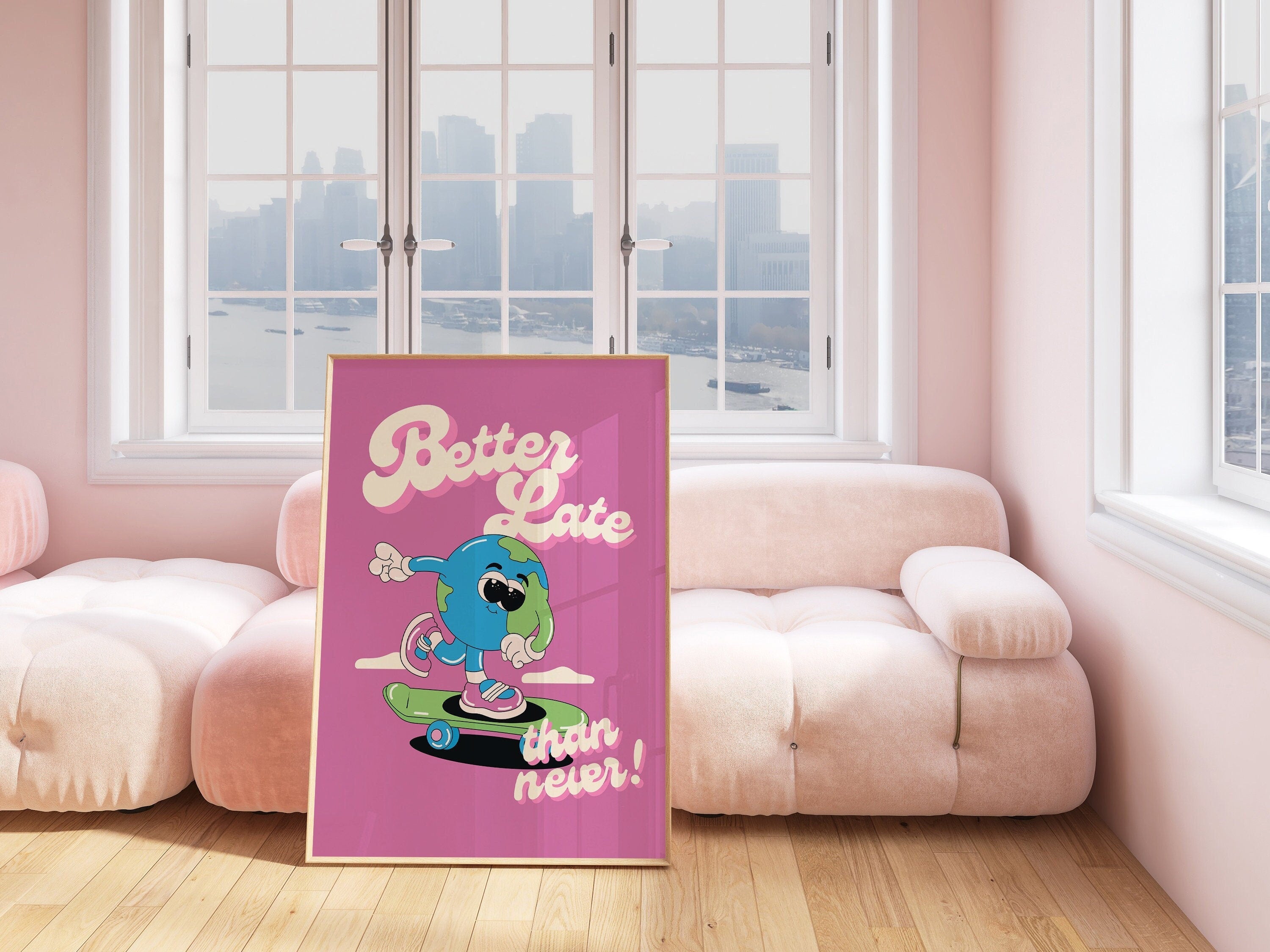 Earth Cartoon Prints, Trendy Kids Print, Fun Purple Art, Positivity Art Print, Positive Print, Inspiration Print, Classroom Art Print