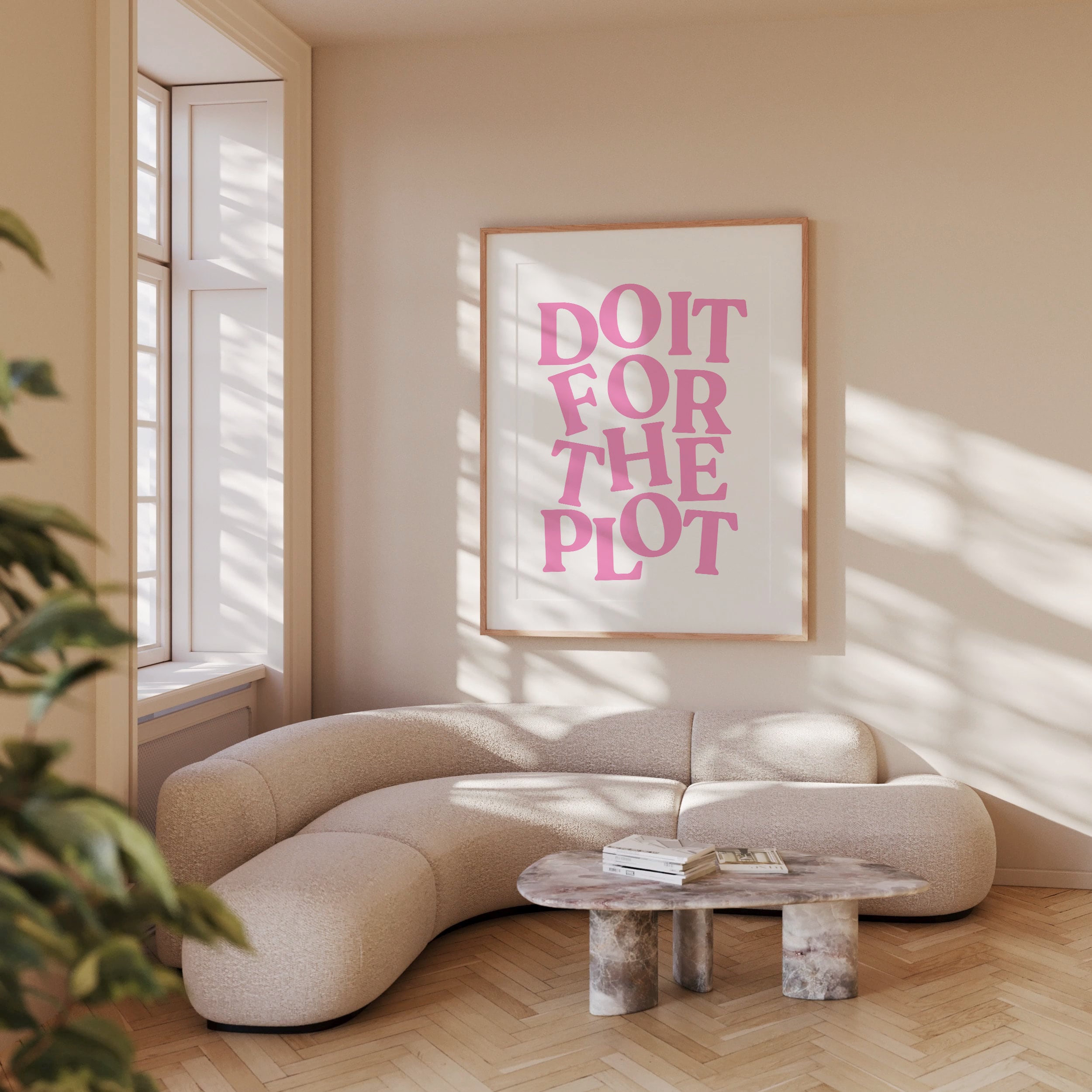 Do It For The Plot Print, Digital Download, Trendy Wall Art, Bar Cart Poster, Preppy Pink Aesthetic, Girly Wall Art, Maximalist Pink Decor