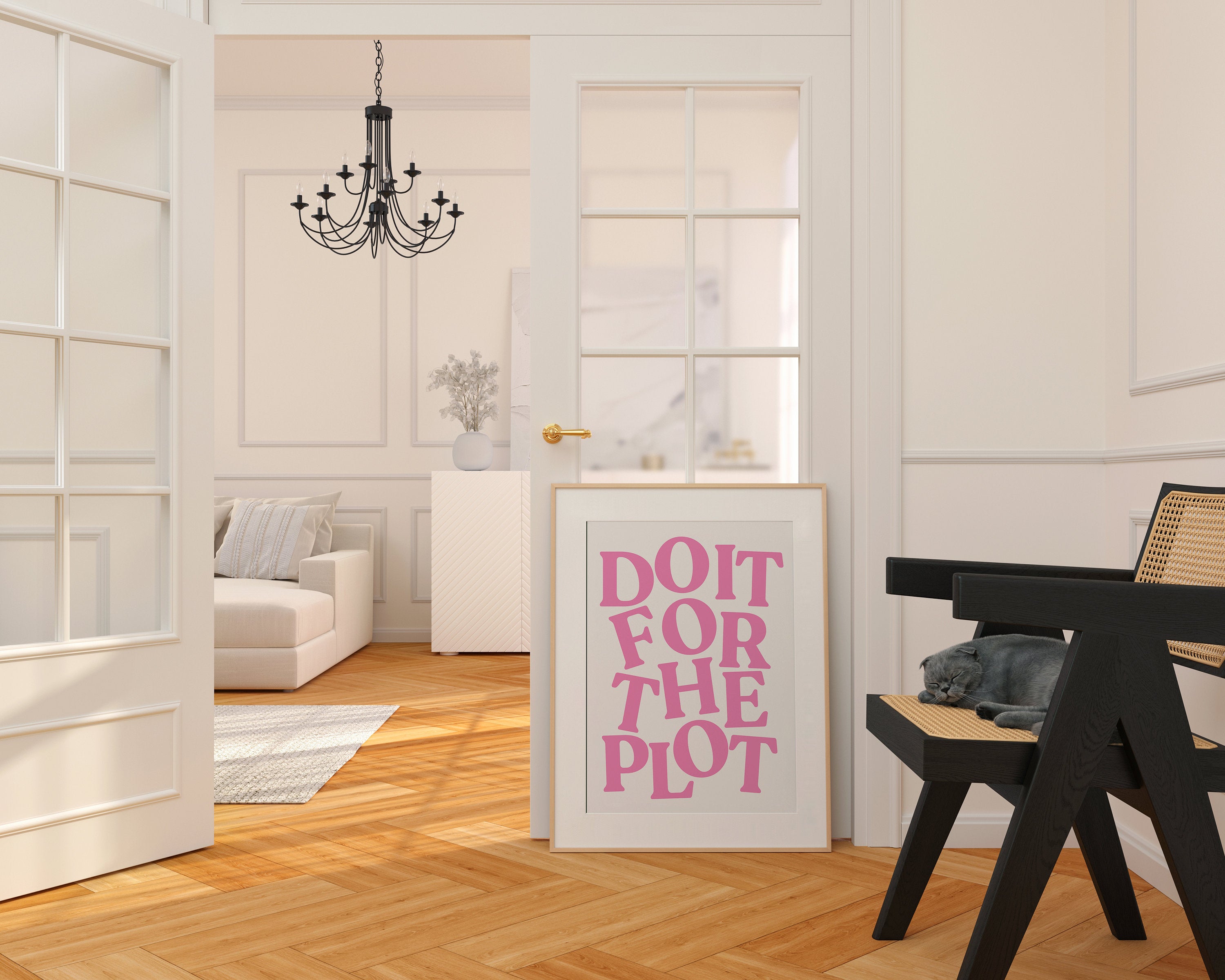 Do It For The Plot Print, Digital Download, Trendy Wall Art, Bar Cart Poster, Preppy Pink Aesthetic, Girly Wall Art, Maximalist Pink Decor