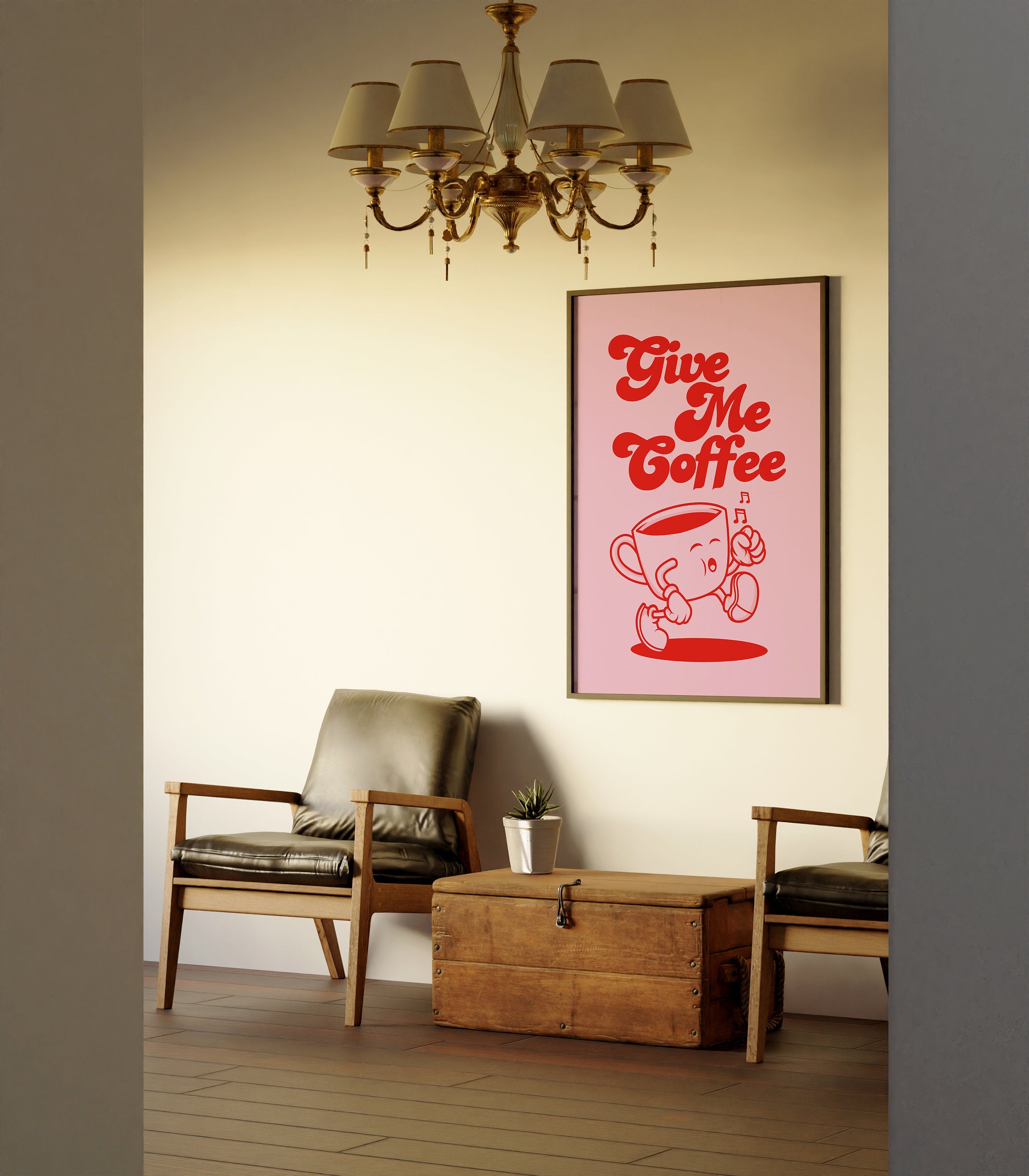 Coffee poster, Pink and red prints, Coffee bar print, Cartoon style, Coffee bar sign, Espresso depresso, Light pink art, Pink Kitchen Poster