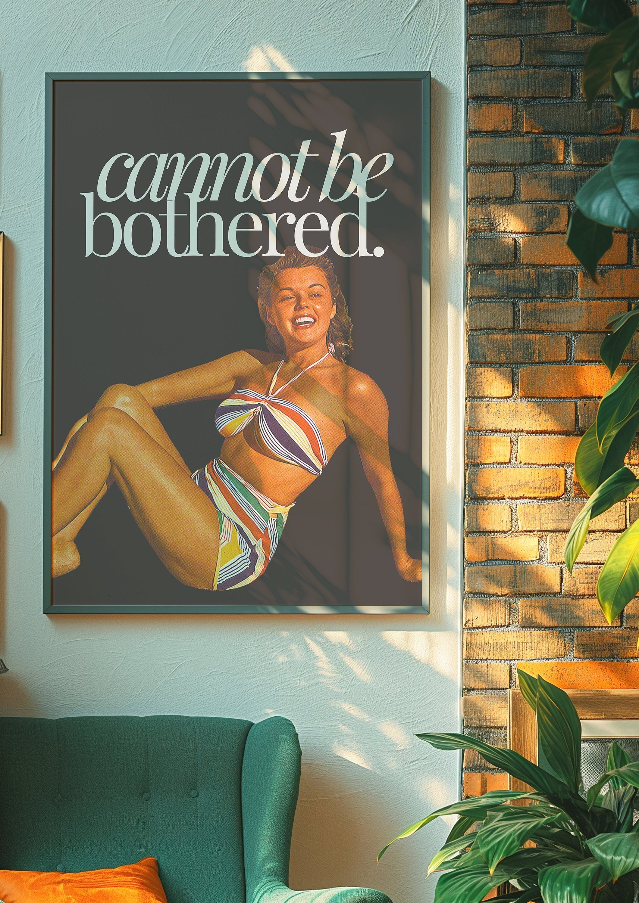 Can&#39;t Be Bothered, Retro Trendy Art, Apartment Art, Feminist Art, Living Room Decor, Aesthetic Print, Pulp Art Print, Retro Funny Art