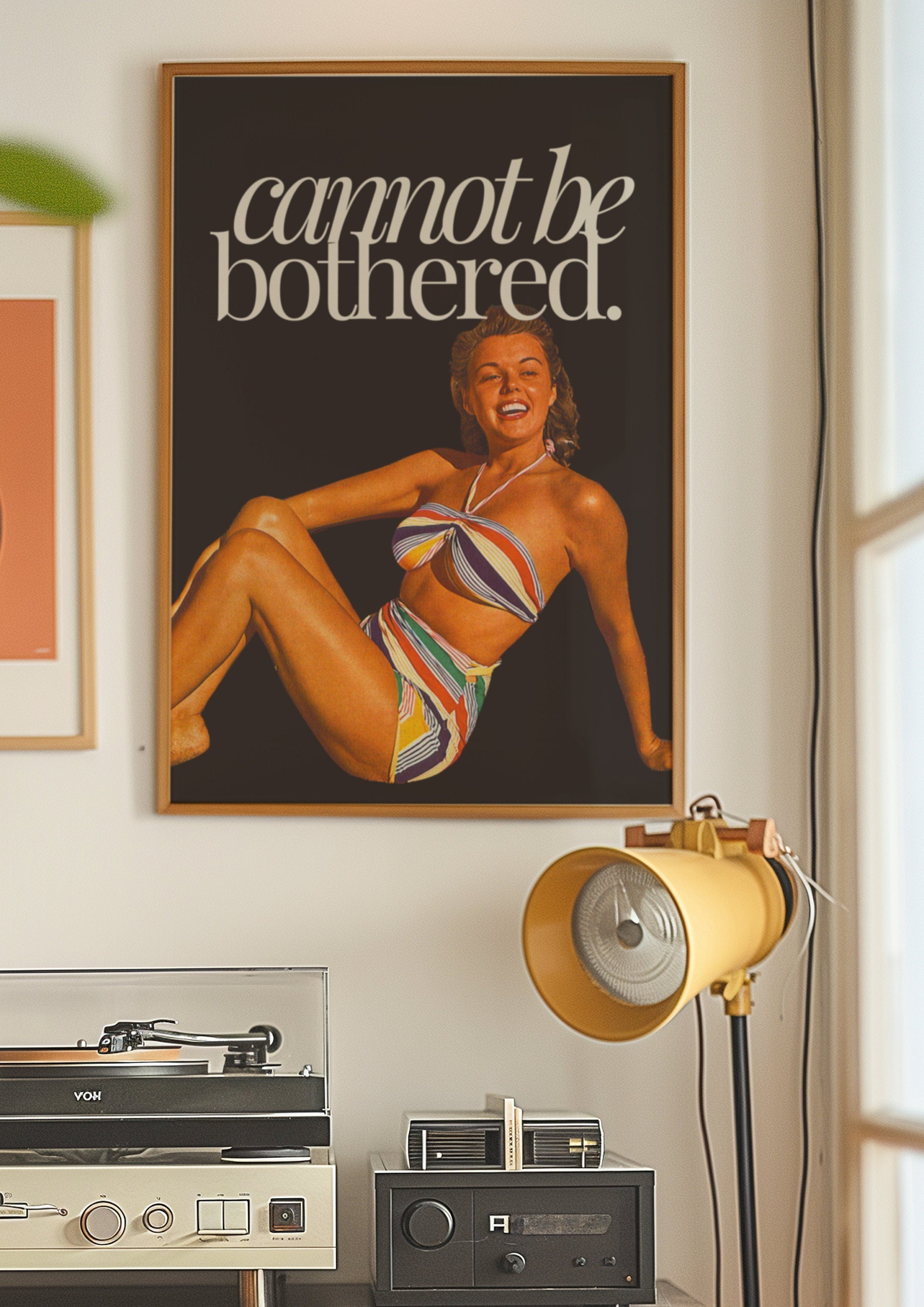 Can&#39;t Be Bothered, Retro Trendy Art, Apartment Art, Feminist Art, Living Room Decor, Aesthetic Print, Pulp Art Print, Retro Funny Art