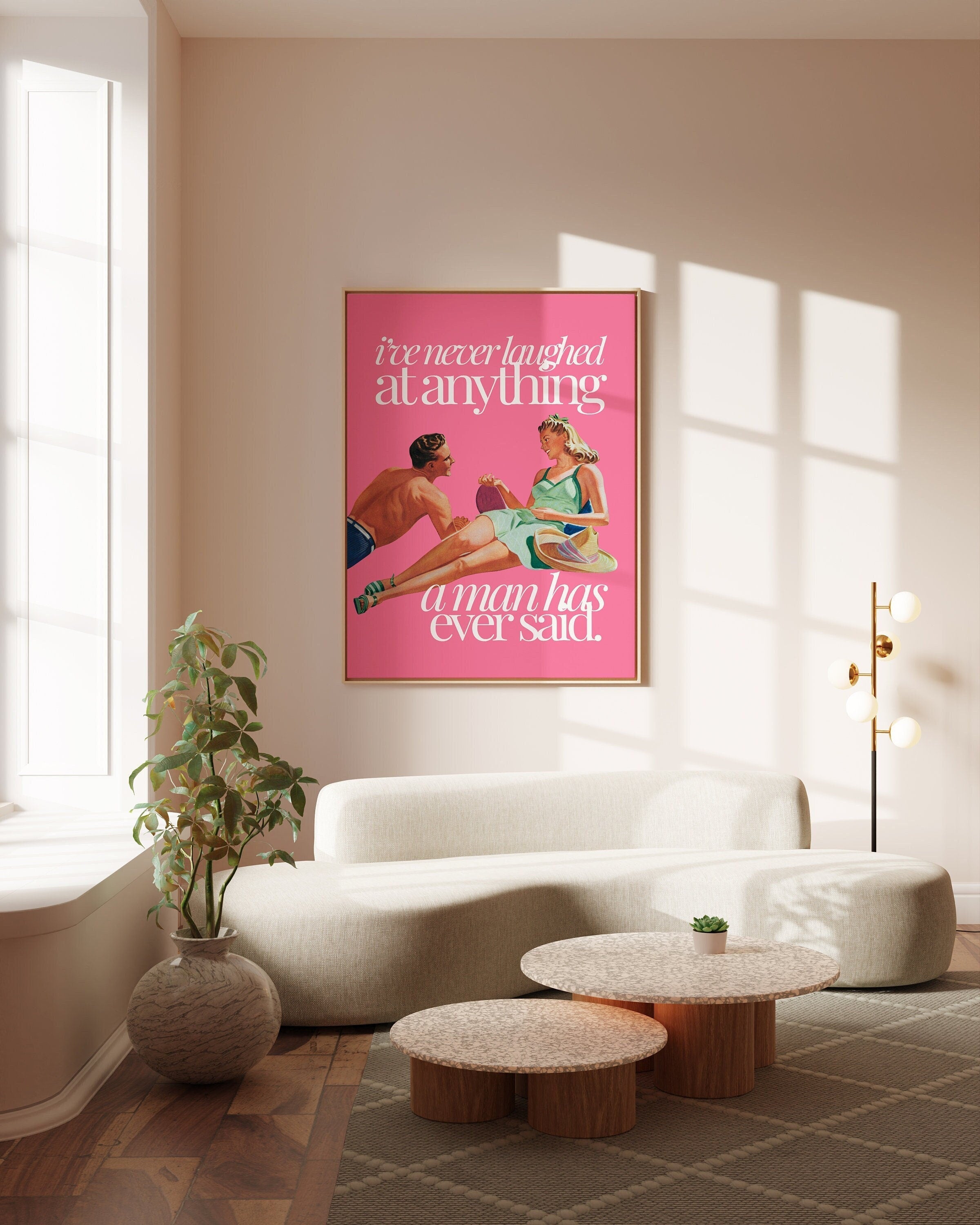 Wall Art Print, Pink Aesthetic Art, Apartment Art, Feminist Art, Living Room Decor, Retro Funny Women Art