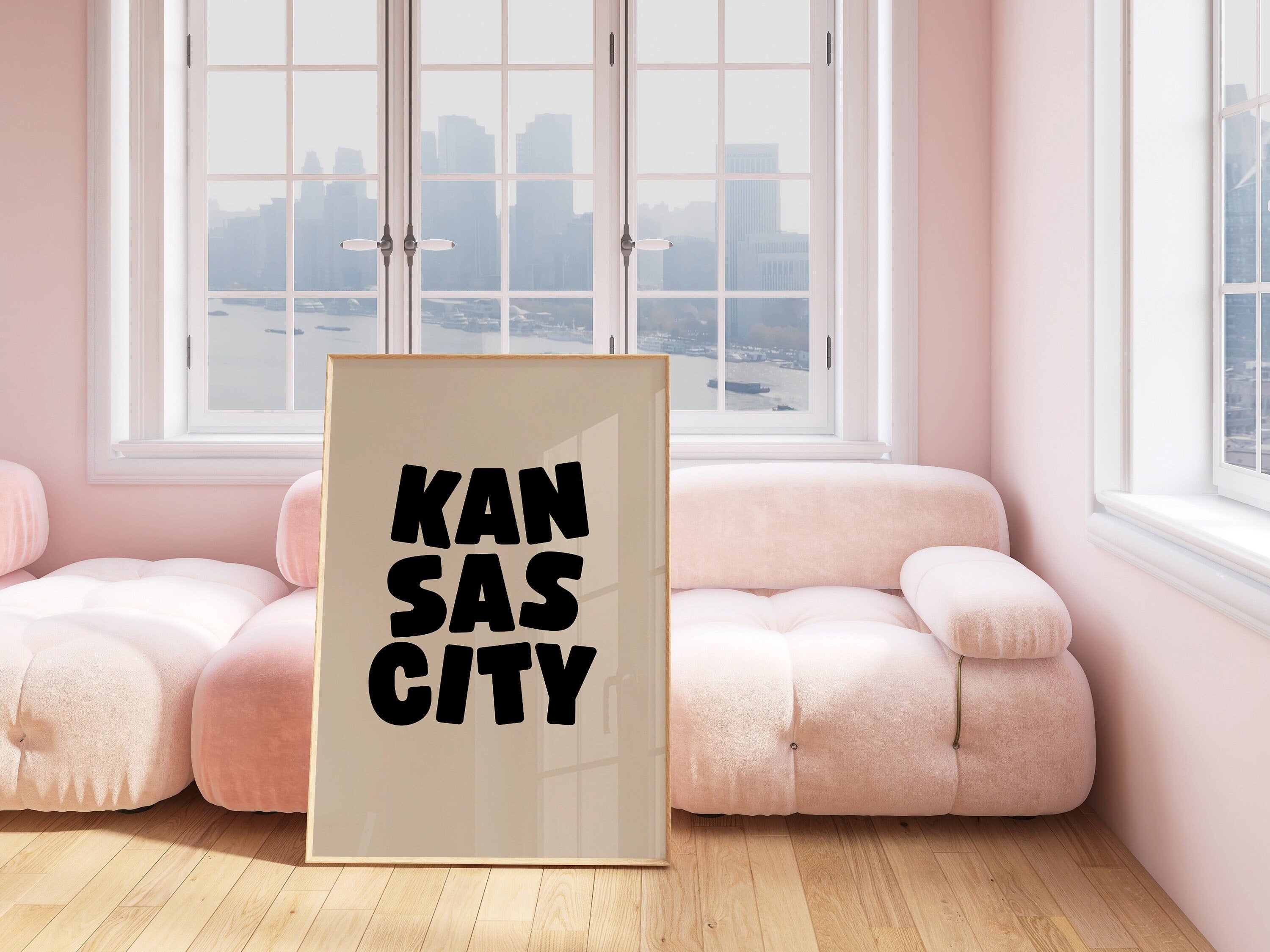 Kansas City Art Print,Digital Art Download,Kansas City Wall Art,Cute Trendy Art,Kansas City Posters,Kansas City Wall Poster,Beige Posters