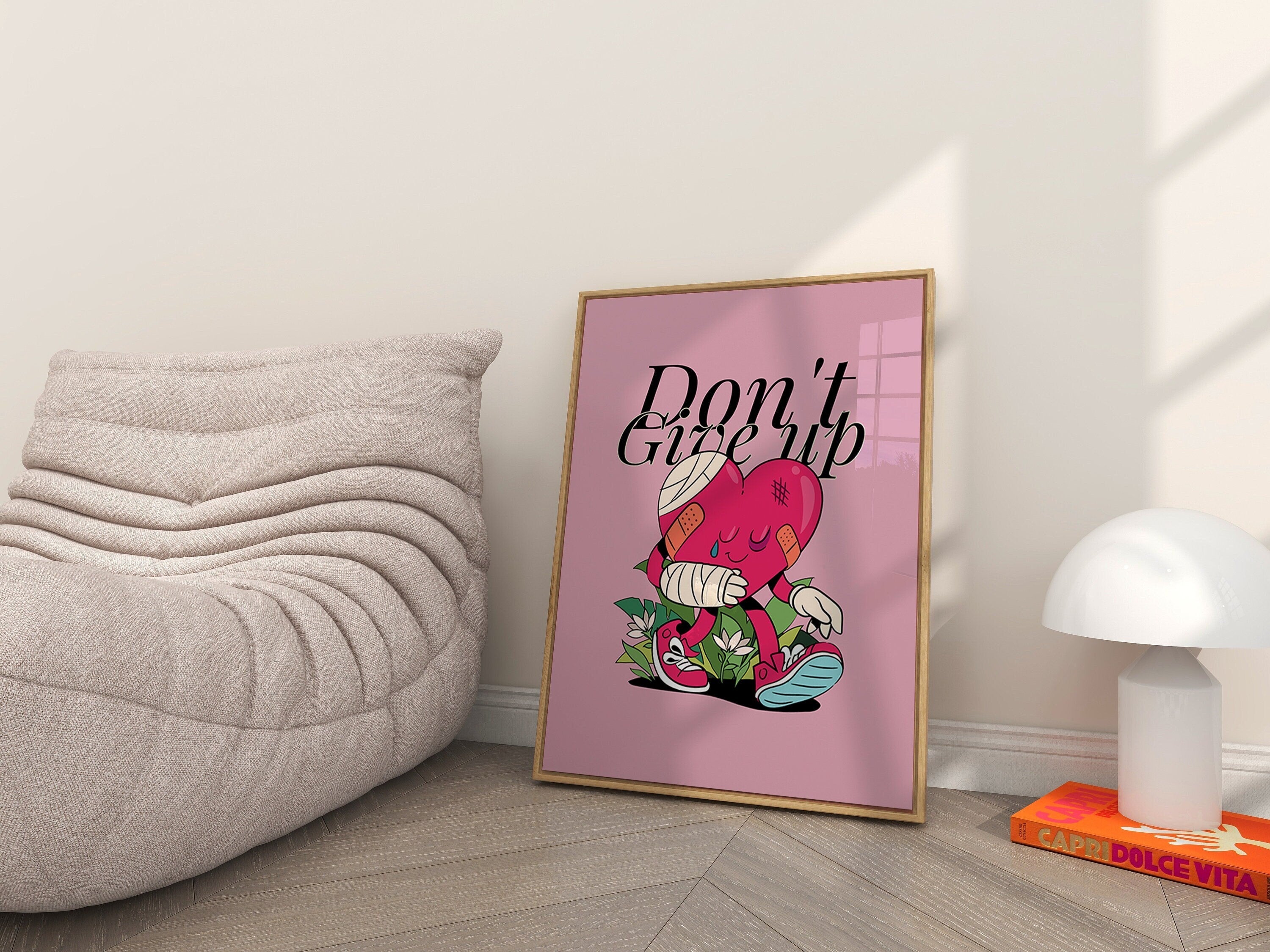 Don't Give Up Heart Cartoon Digital Art Print