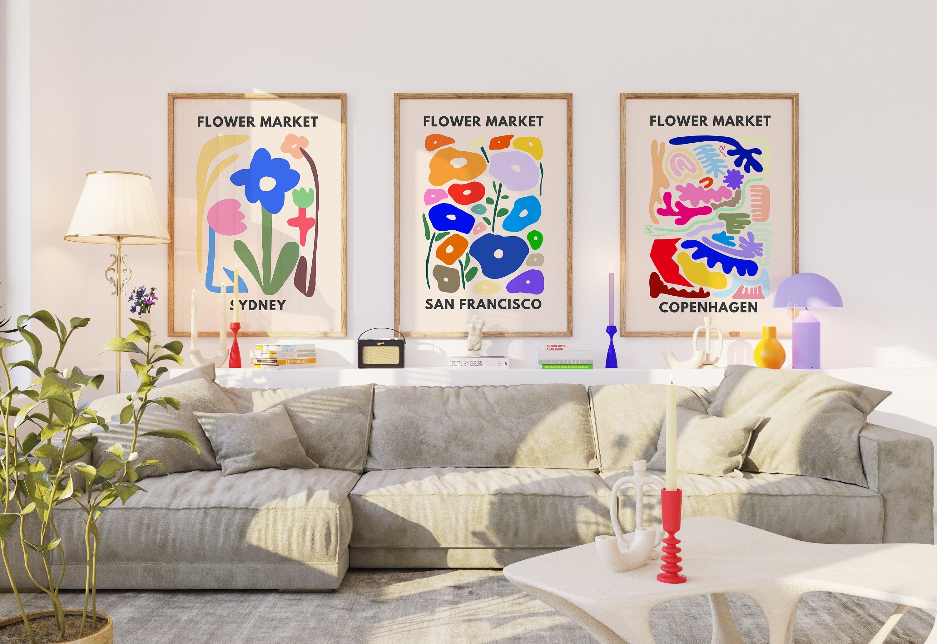 Gallery wall set colorful, Floral art print, It Girl art, Maximalist decor, eclectic gallery wall, vibrant wall art, Apartment print set