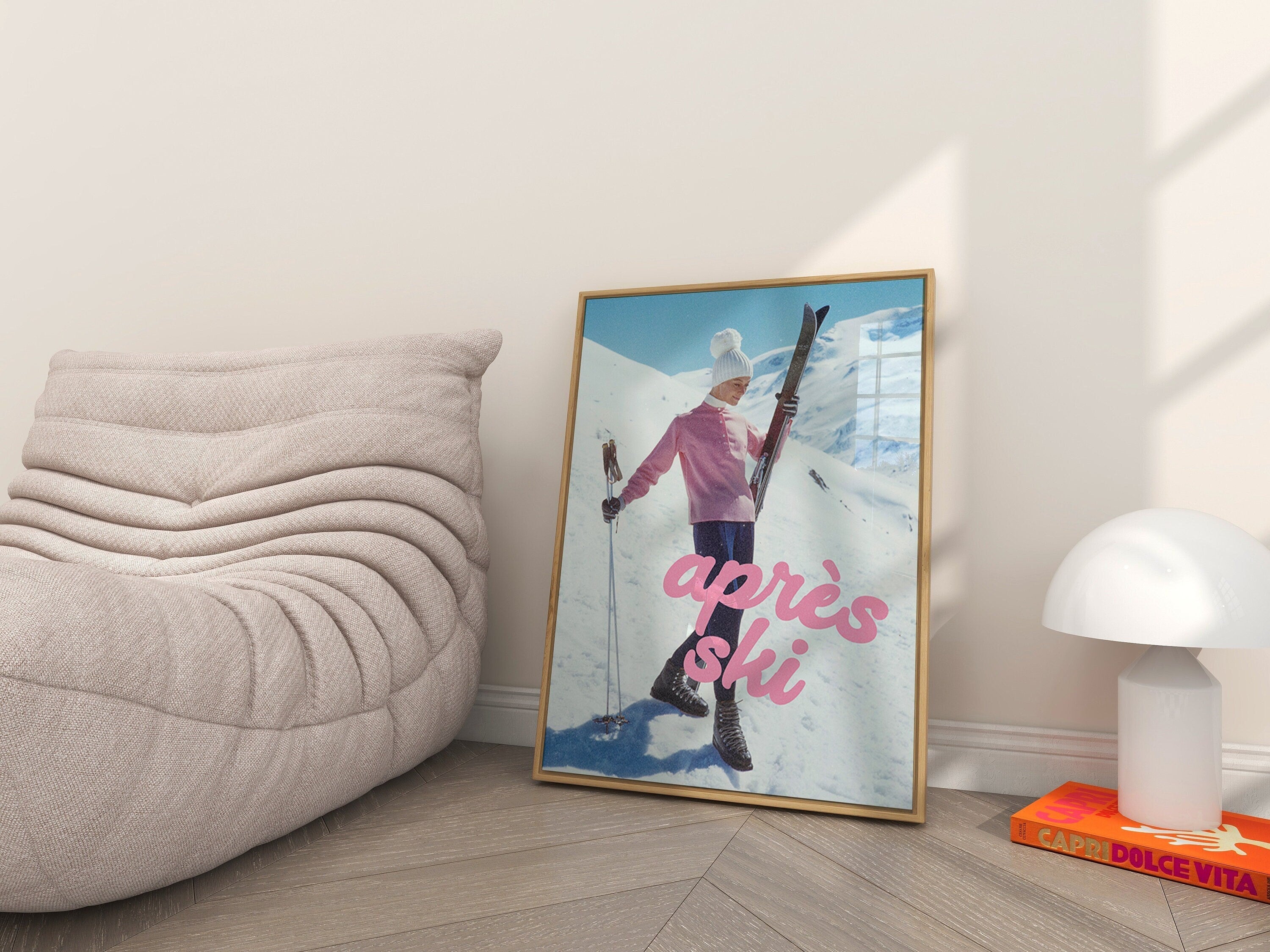 Apres ski art, apres ski poster, ski poster, cabin posters, skiing poster, skiing prints, trendy art print, vintage trendy art, vintage art