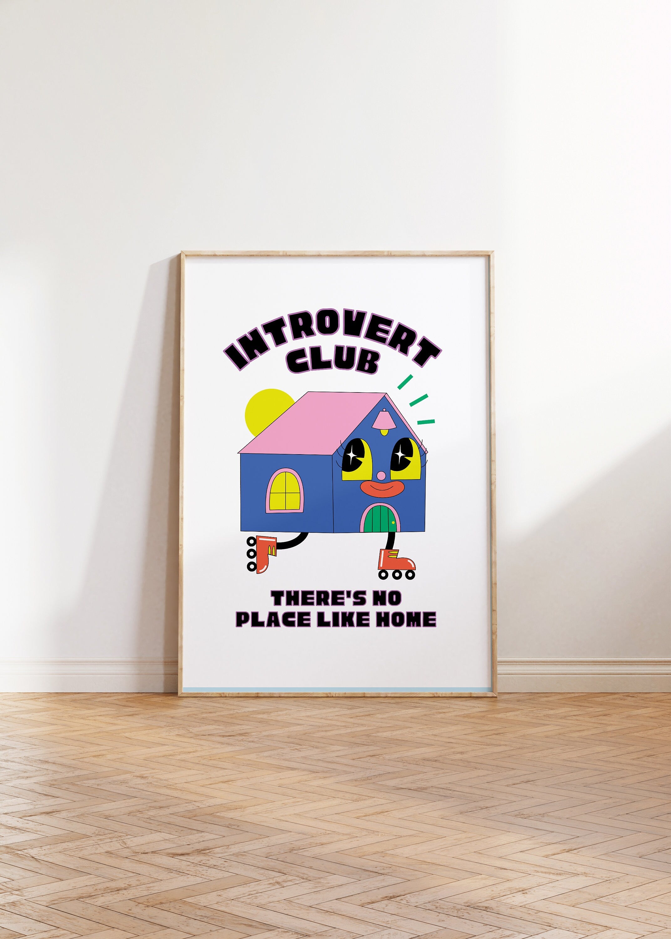 Introvert Poster, Retro Cartoon Print, Bedroom Decor, Trendy Wall Art, Retro Prints, Introvert Club Art, Homebody Prints, Introvert Prints