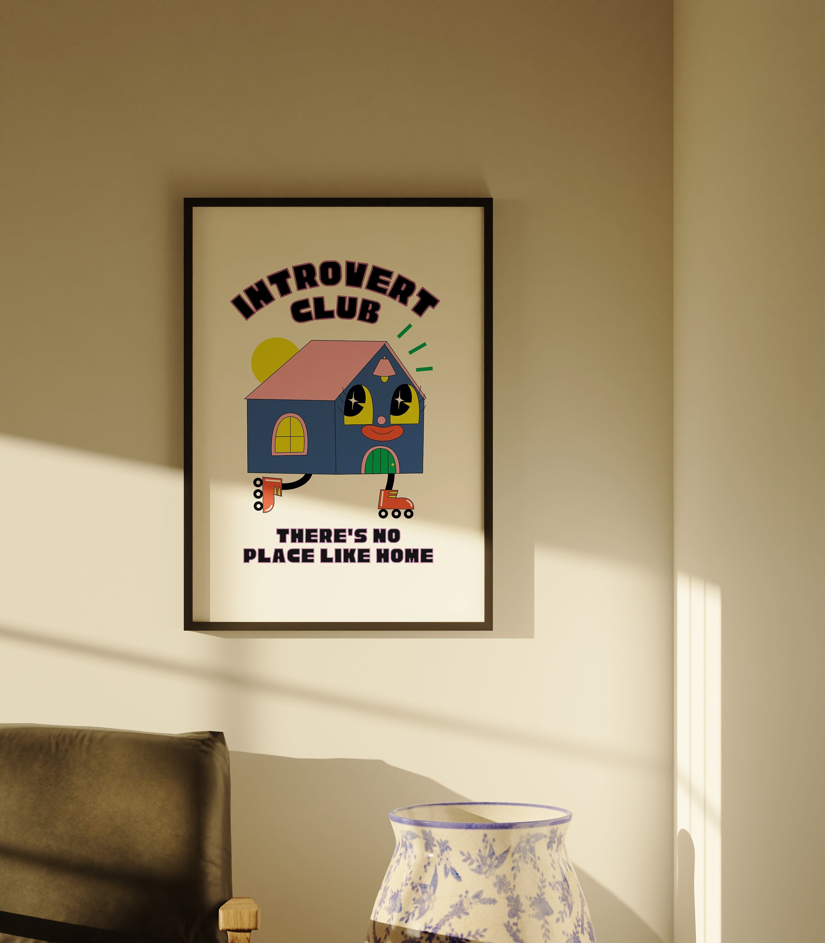 Introvert Poster, Retro Cartoon Print, Bedroom Decor, Trendy Wall Art, Retro Prints, Introvert Club Art, Homebody Prints, Introvert Prints