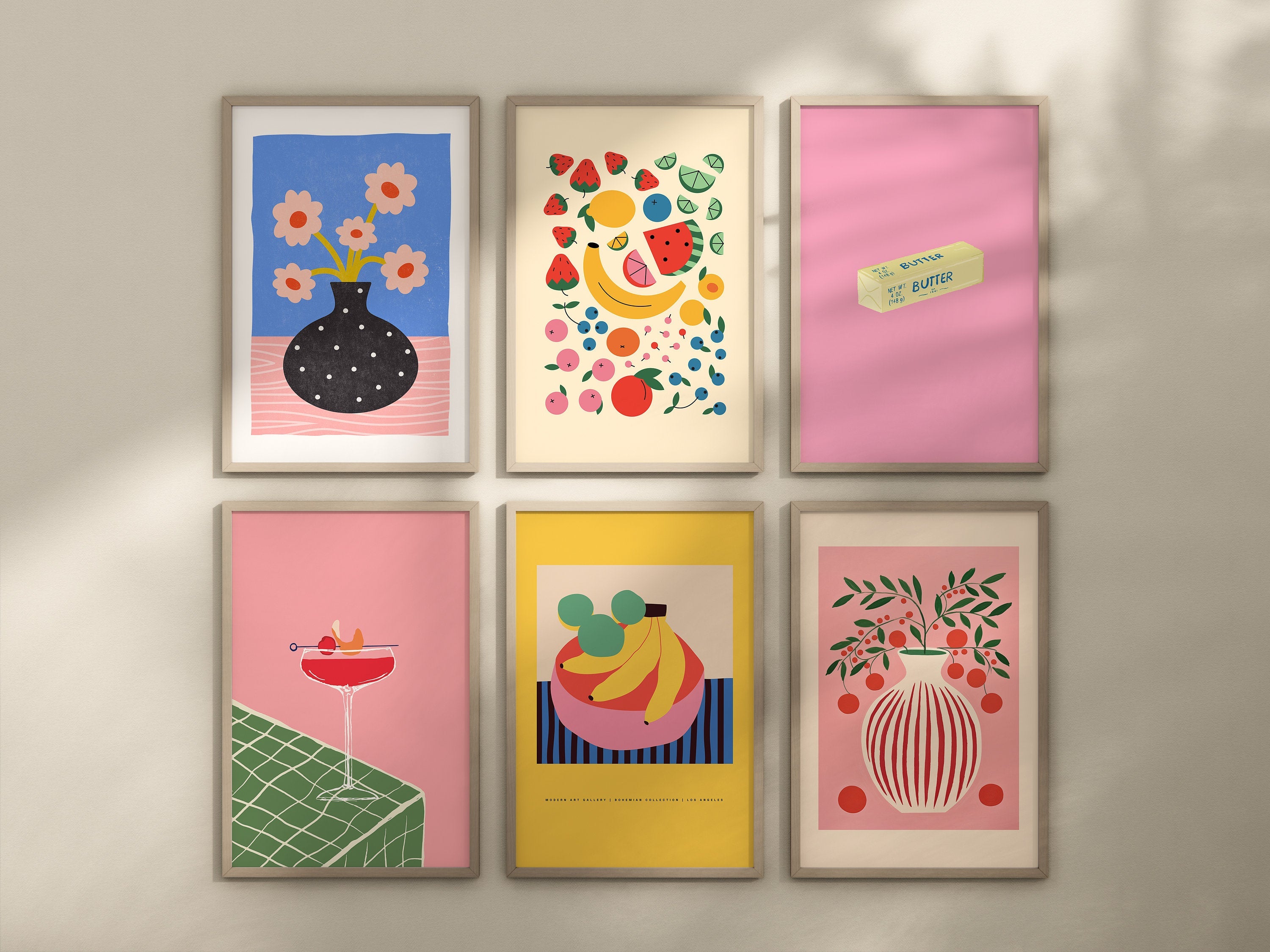 Gallery Wall Set of Six Digital Art Prints