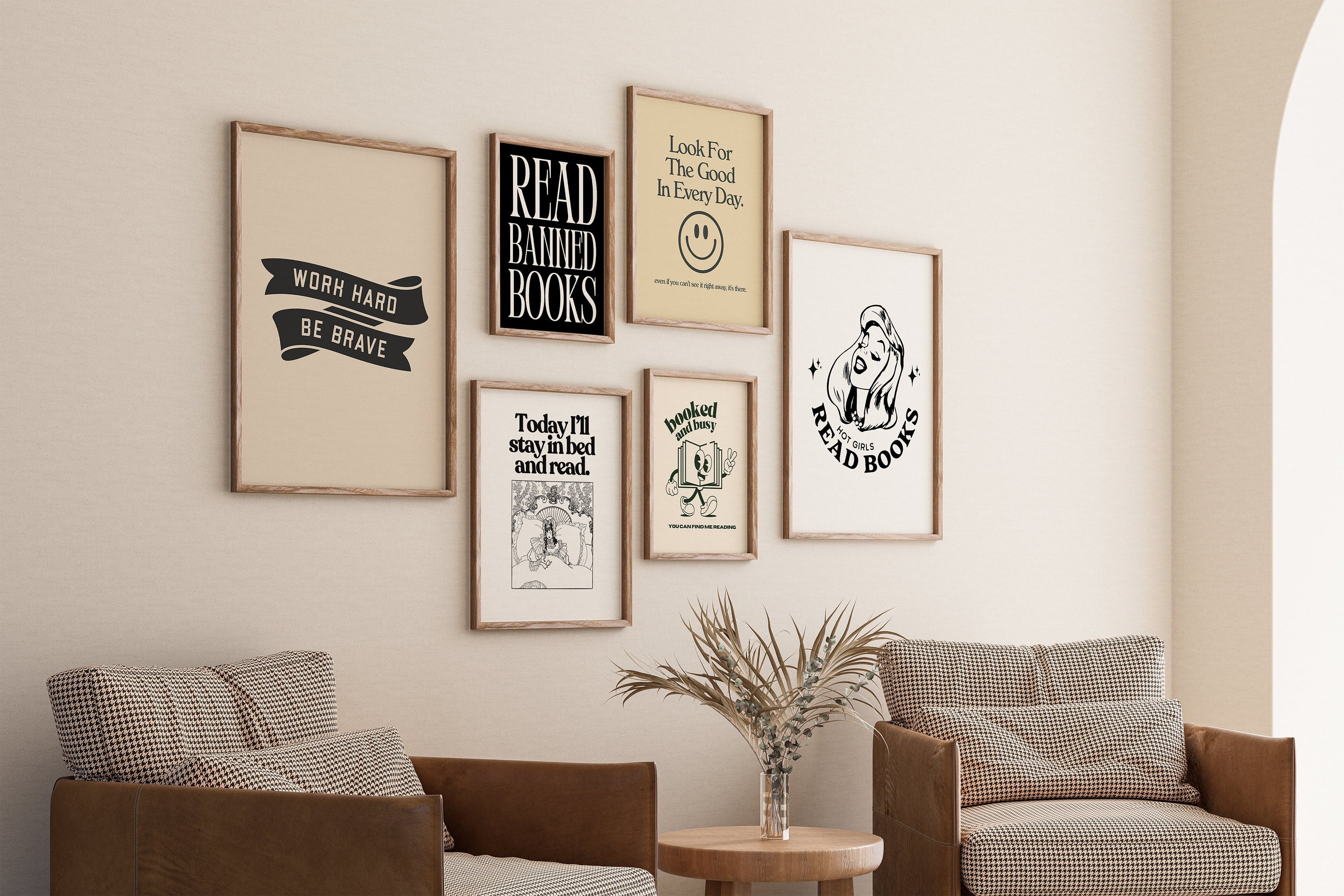 Book Lover Gallery Wall, Digital Art Download, Book Club Decor, Trendy Reading Posters, Gift for Book Lover Wall Art, Literary Wall Art