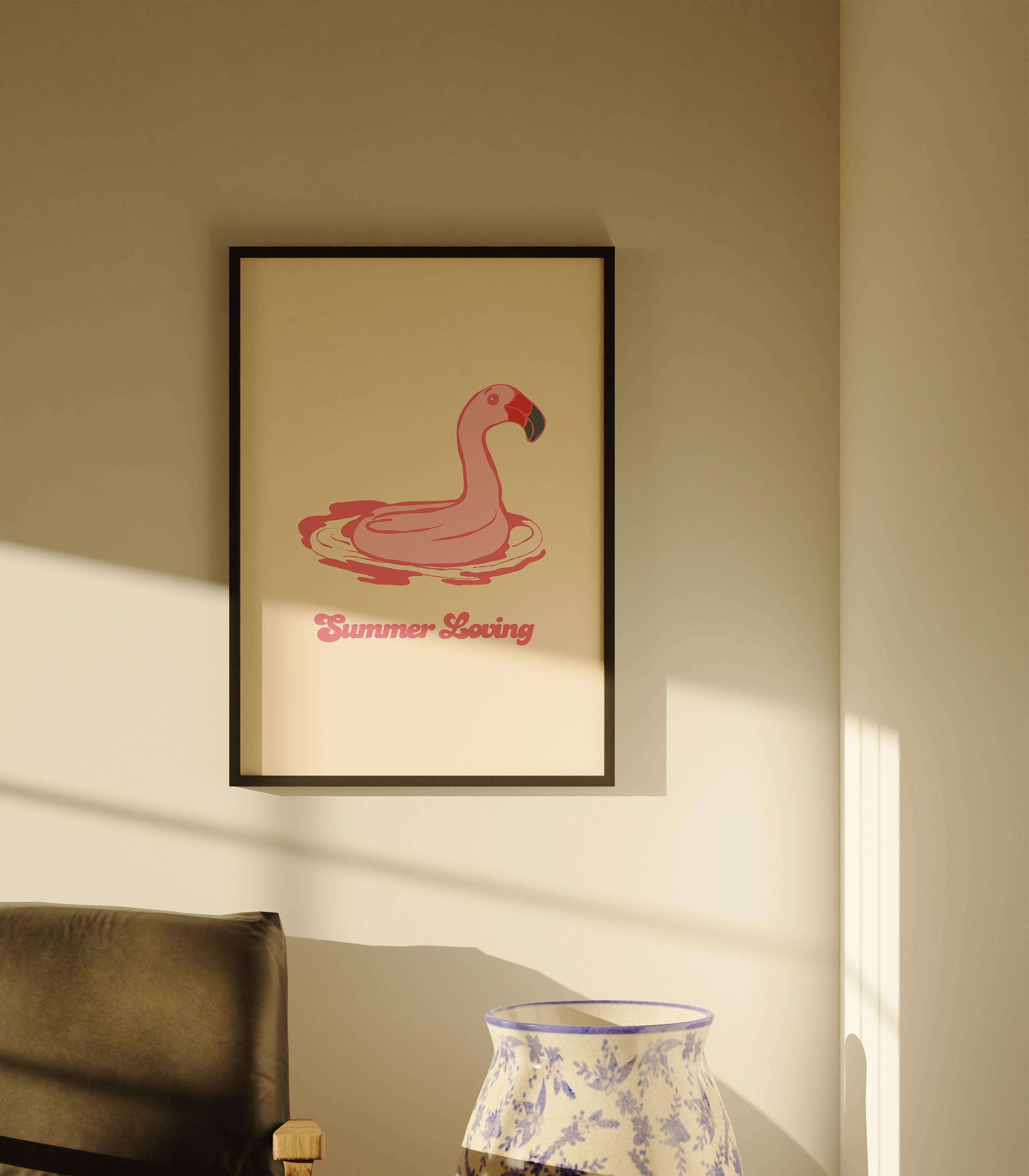 Digital Art Prints, Girly Art Prints, Summer Wall Art, Flamingo Prints, Trendy Art Print, Preppy Fun Art, Apartment Art Print, Summer Poster