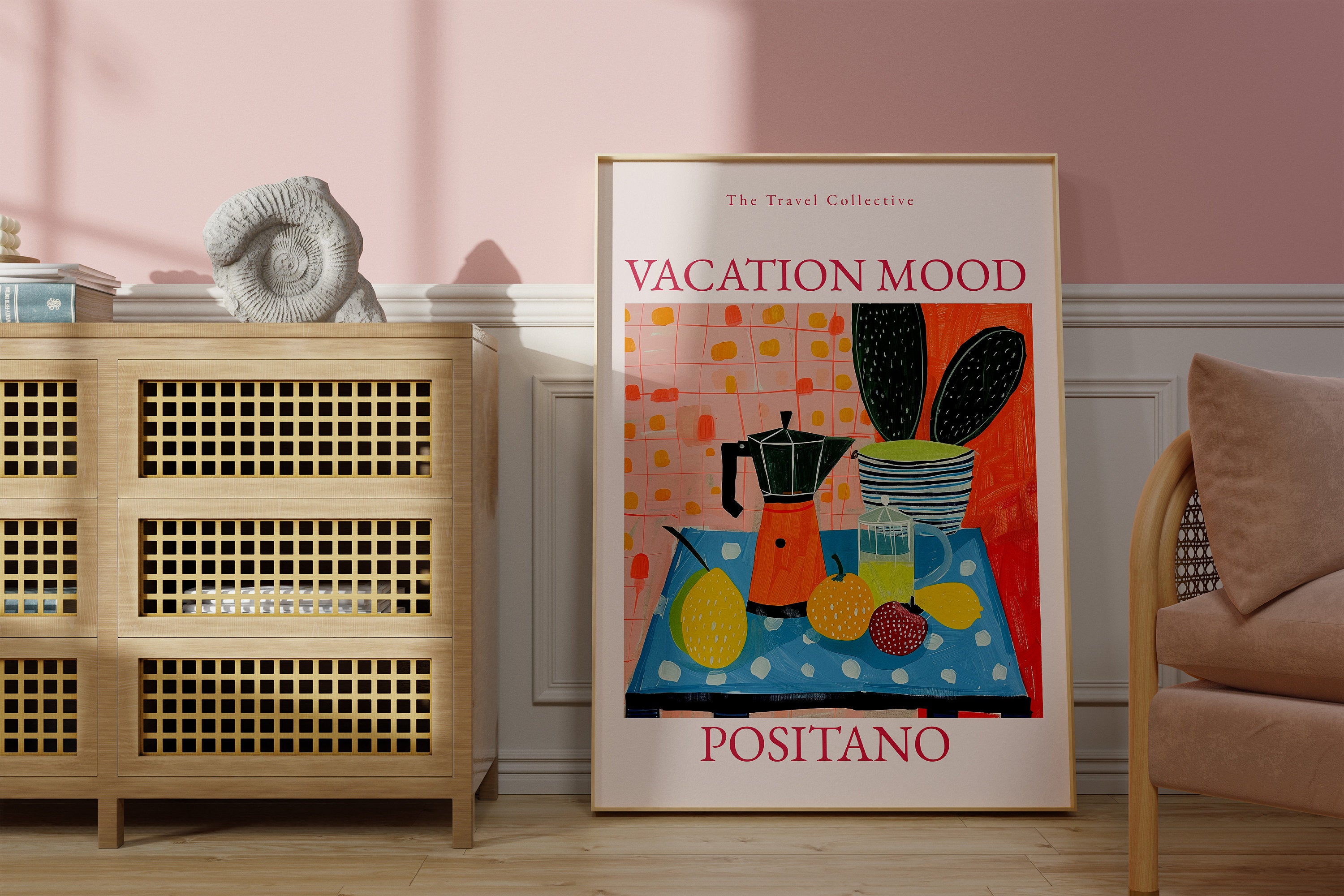 Retro Italy Art Print, Preppy Art, Kitchen Decor, Trendy Poster, Girl Apartment, Italy Decor, Positano Prints, Italy Travel Art, Italy Print