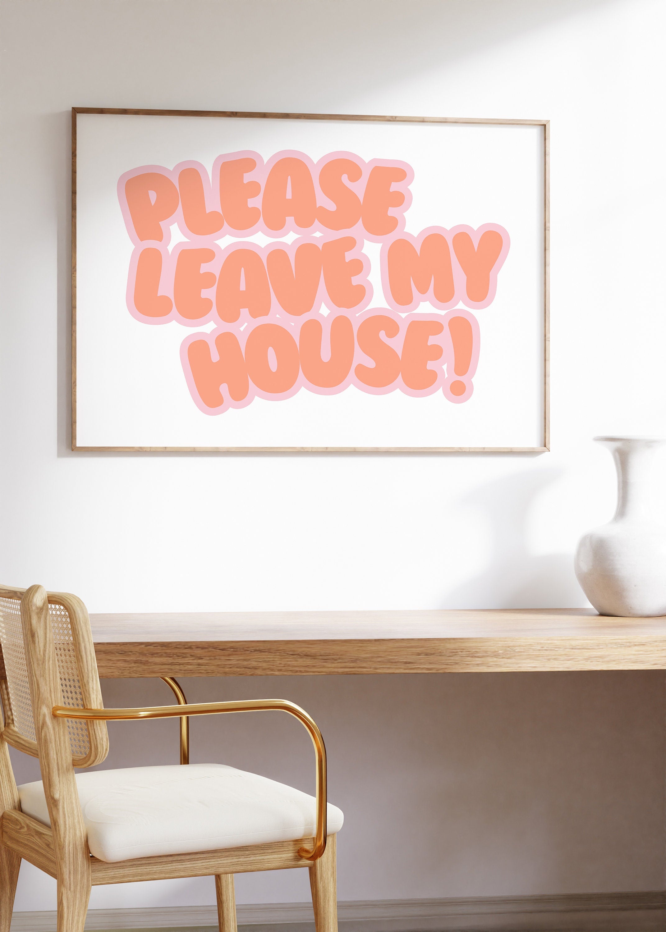 Please Leave Print, Modern Wall Art, Living Room Poster, Minimal Wall Art, Bedroom Bathroom Print, Entryway Art Print