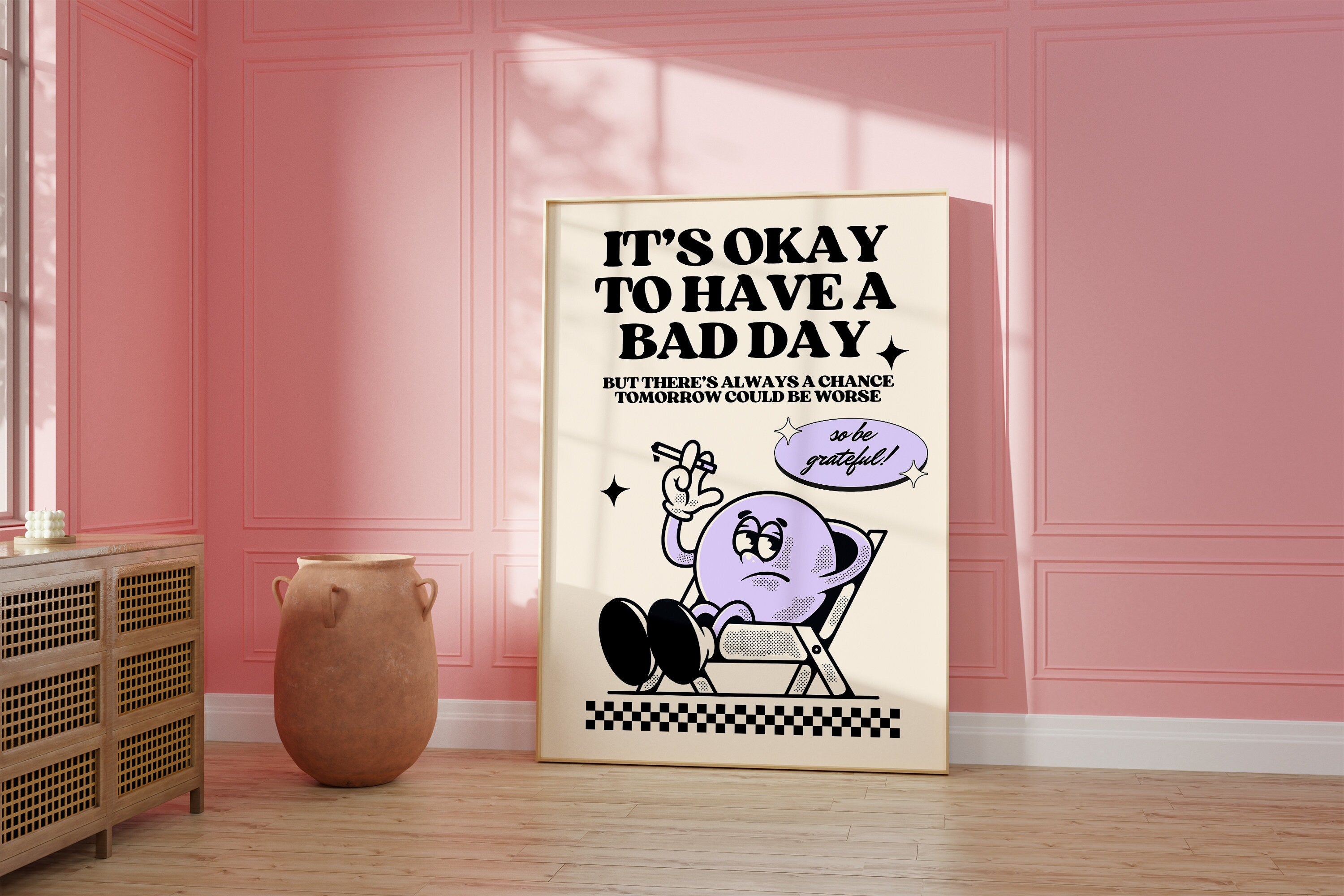 Printable Poster, Funny Decor, Bedroom Room Decor, Cartoon Poster, Inspiration Art, Purple Wall Art, Sassy Digital Print, Digital Art Print