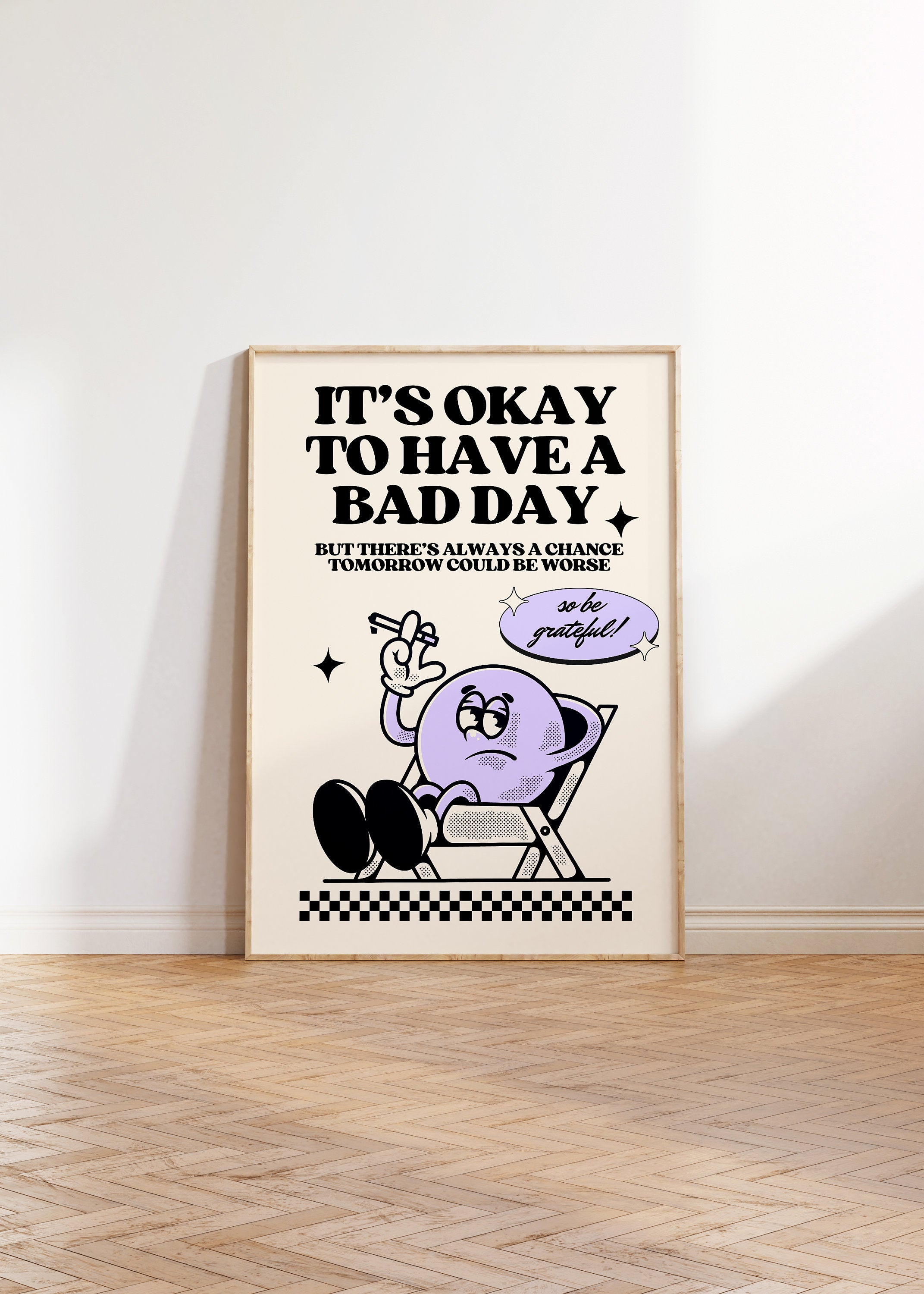 Printable Poster, Funny Decor, Bedroom Room Decor, Cartoon Poster, Inspiration Art, Purple Wall Art, Sassy Digital Print, Digital Art Print