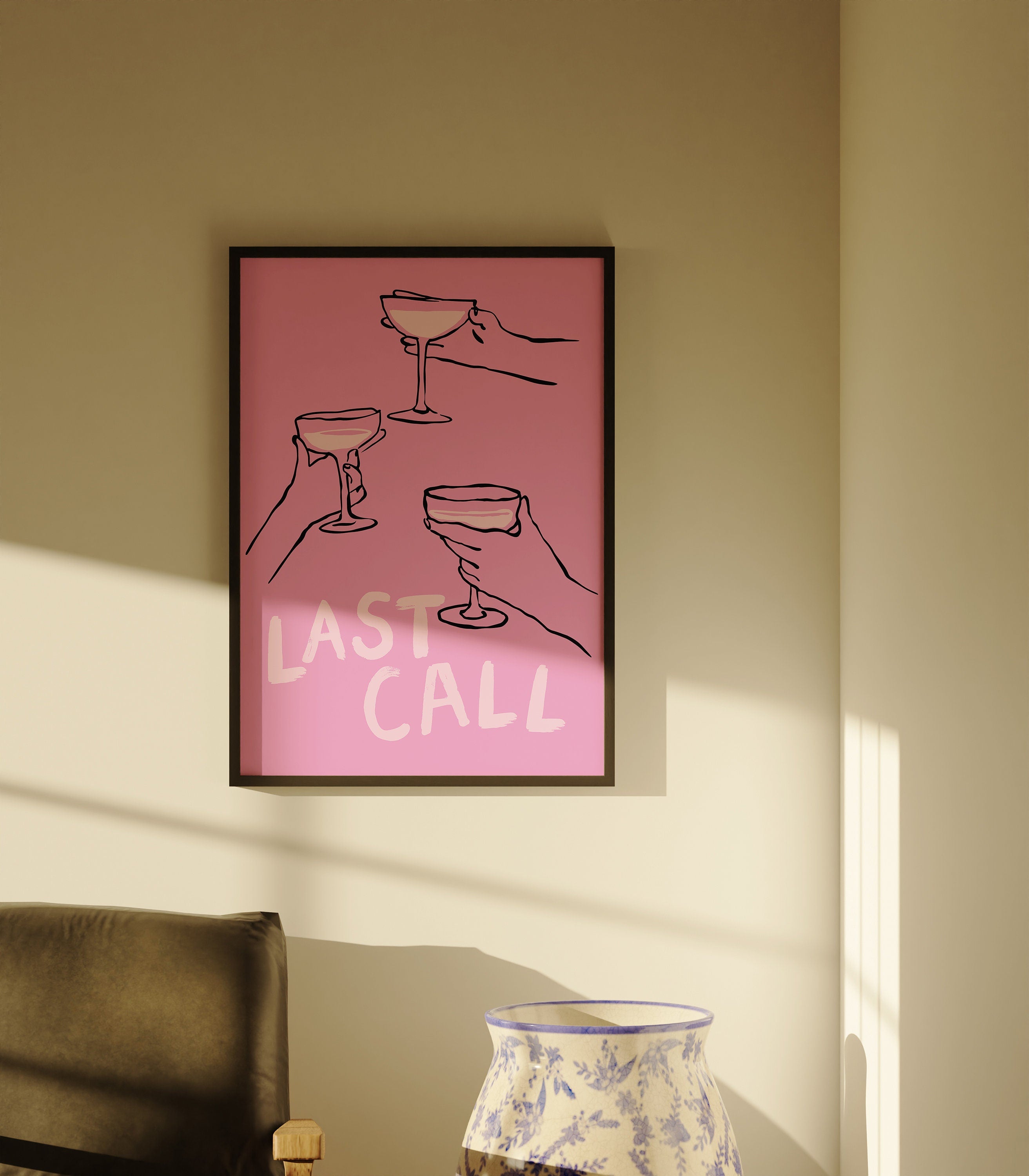 Last Call Wall Art Download, Scribbled Print, Fun Kitchen Art, Bar Cart Prints, Colorful Cheers Art, Trendy Bar Cart Gift, Bar Cart Art