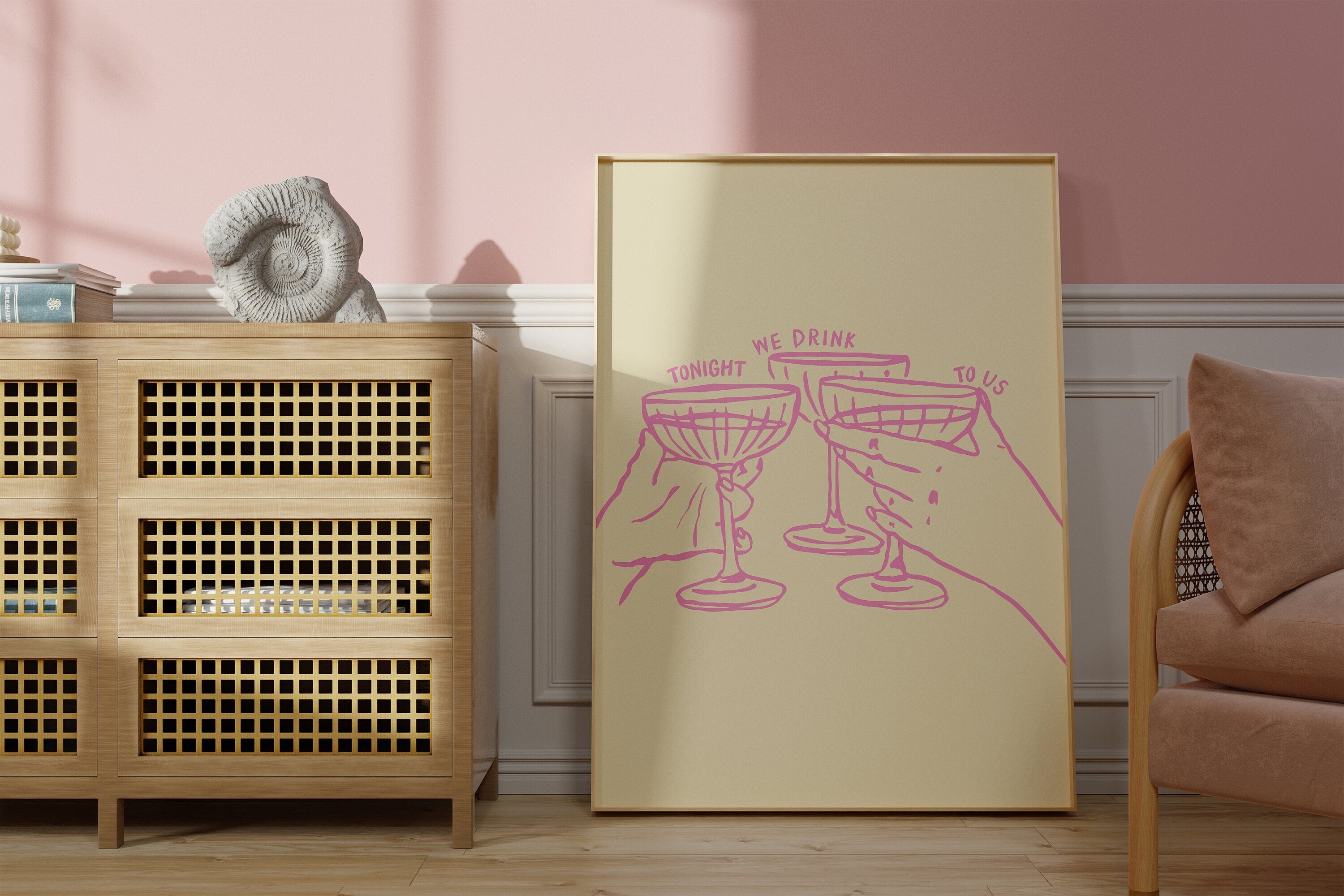 Cheers Print, Kitchen Cocktail Poster, Cocktail Print, Cocktail Prints, Martini Poster, Martini Print, Bar Cart Posters, Pink Art Print