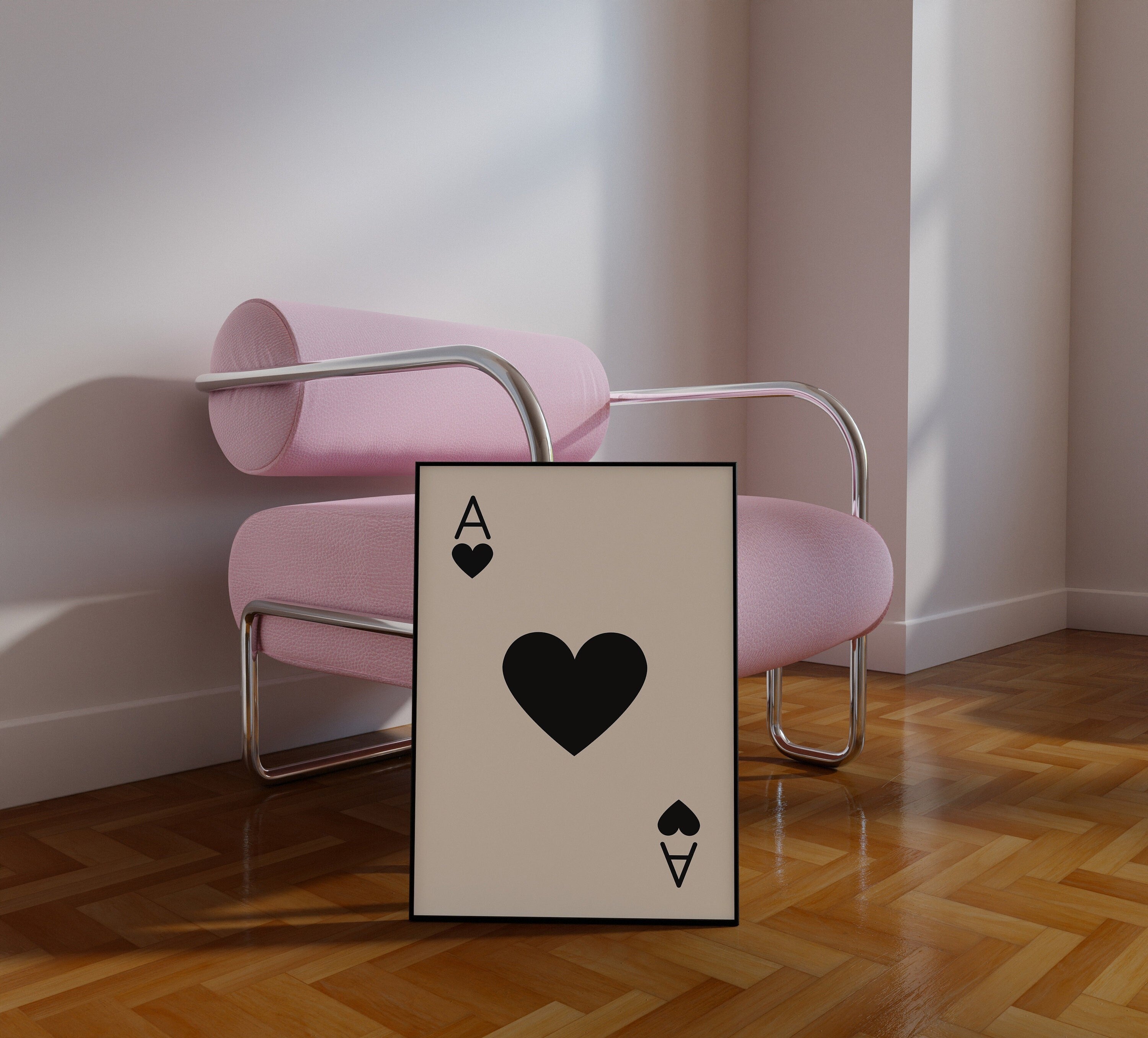 Ace of Hearts-Playing Cards-Digital Download-Wall Print-Preppy Trendy Art-Downloadable Prints-Retro Poster-Minimal Posters-Bright Prints