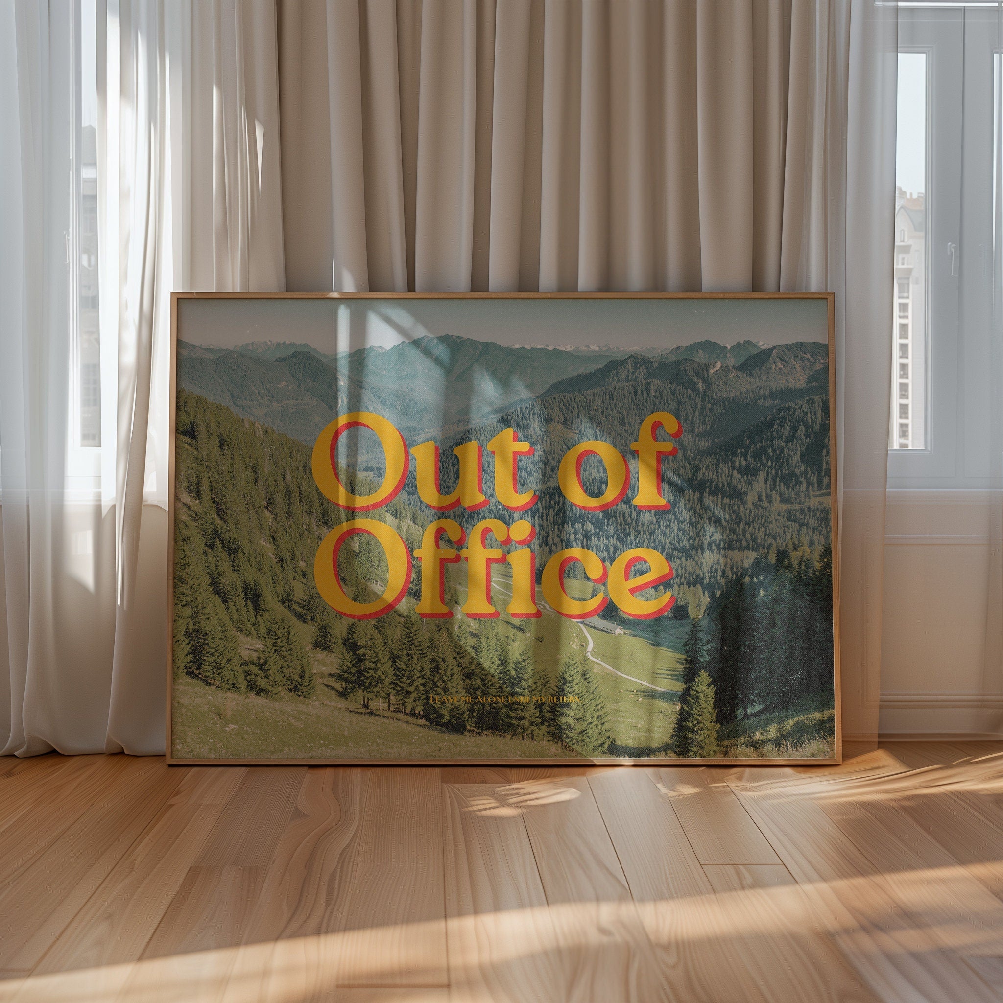 Digital Art Prints, Out of Office Wall Art, Retro Photograph Prints, Out of Office Poster, Fun Office Art, Trendy Art Print