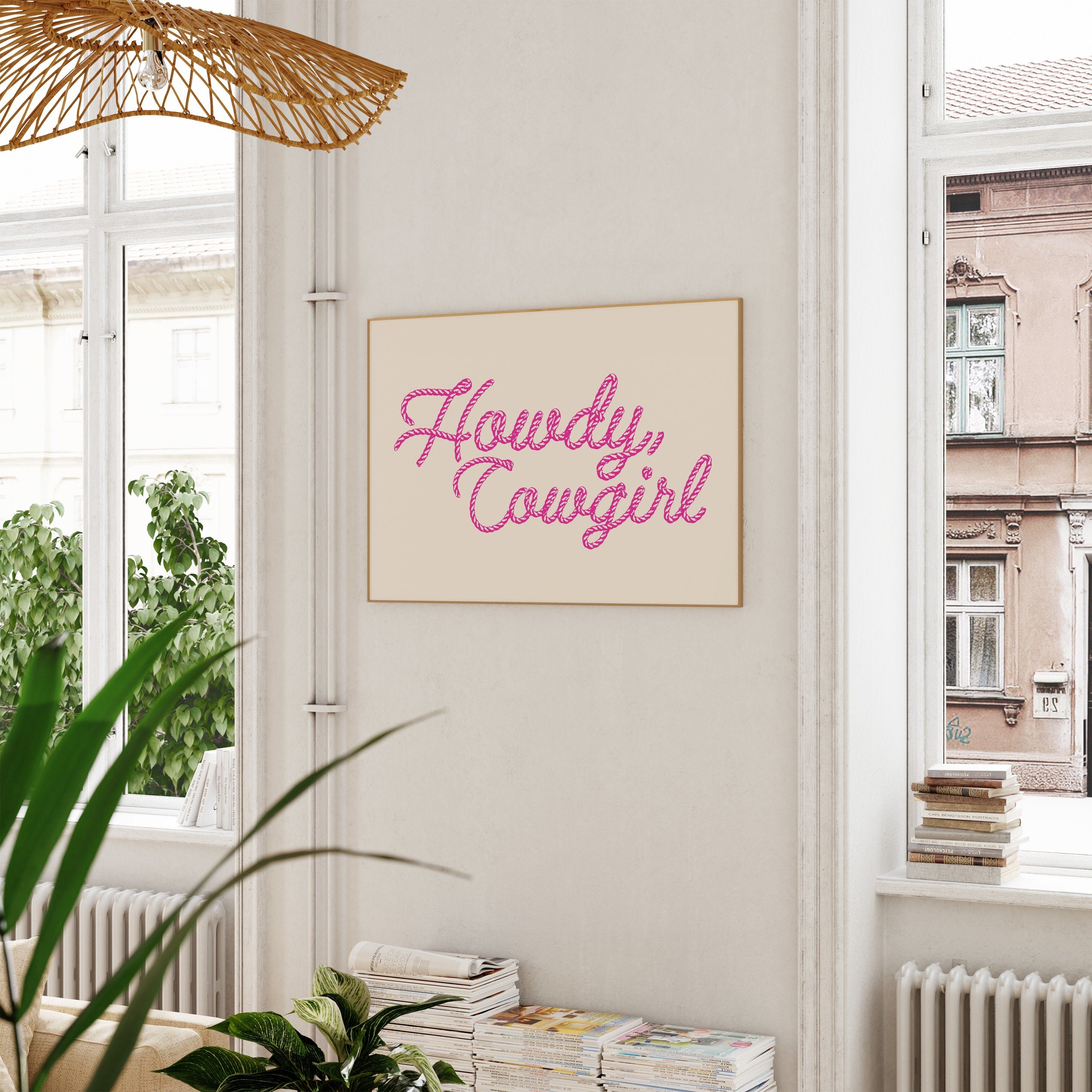 Howdy Poster Western Wall Art Minimalist Print Southern Home Decor Wild West Print Pink Howdy Art Digital Download 1 Print