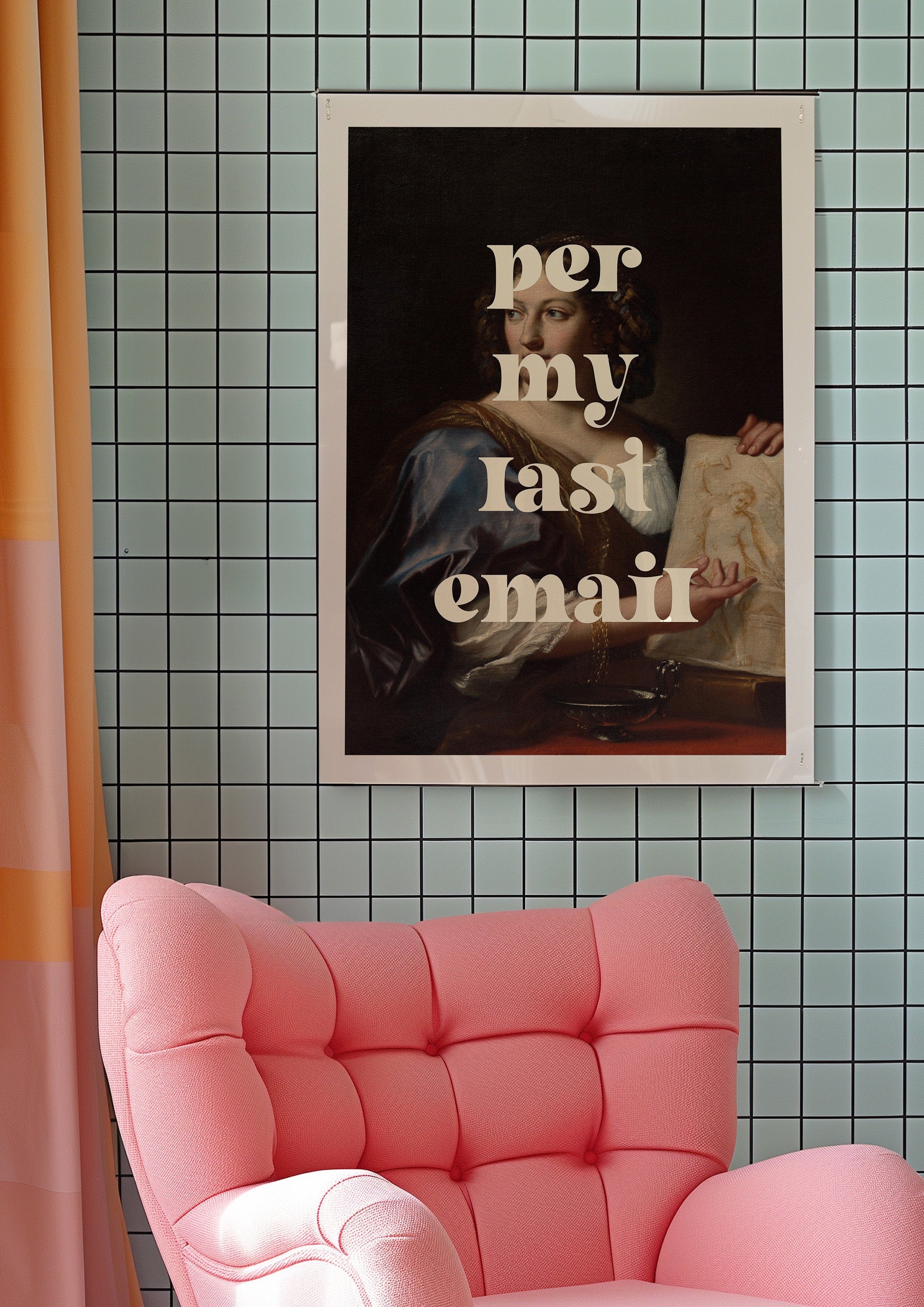 Altered Painting-Funny Classic Art-Pop Art-Dorm Room Print-Downloadable Print-Printable-Trendy Art Print-Girly Art-Portrait
