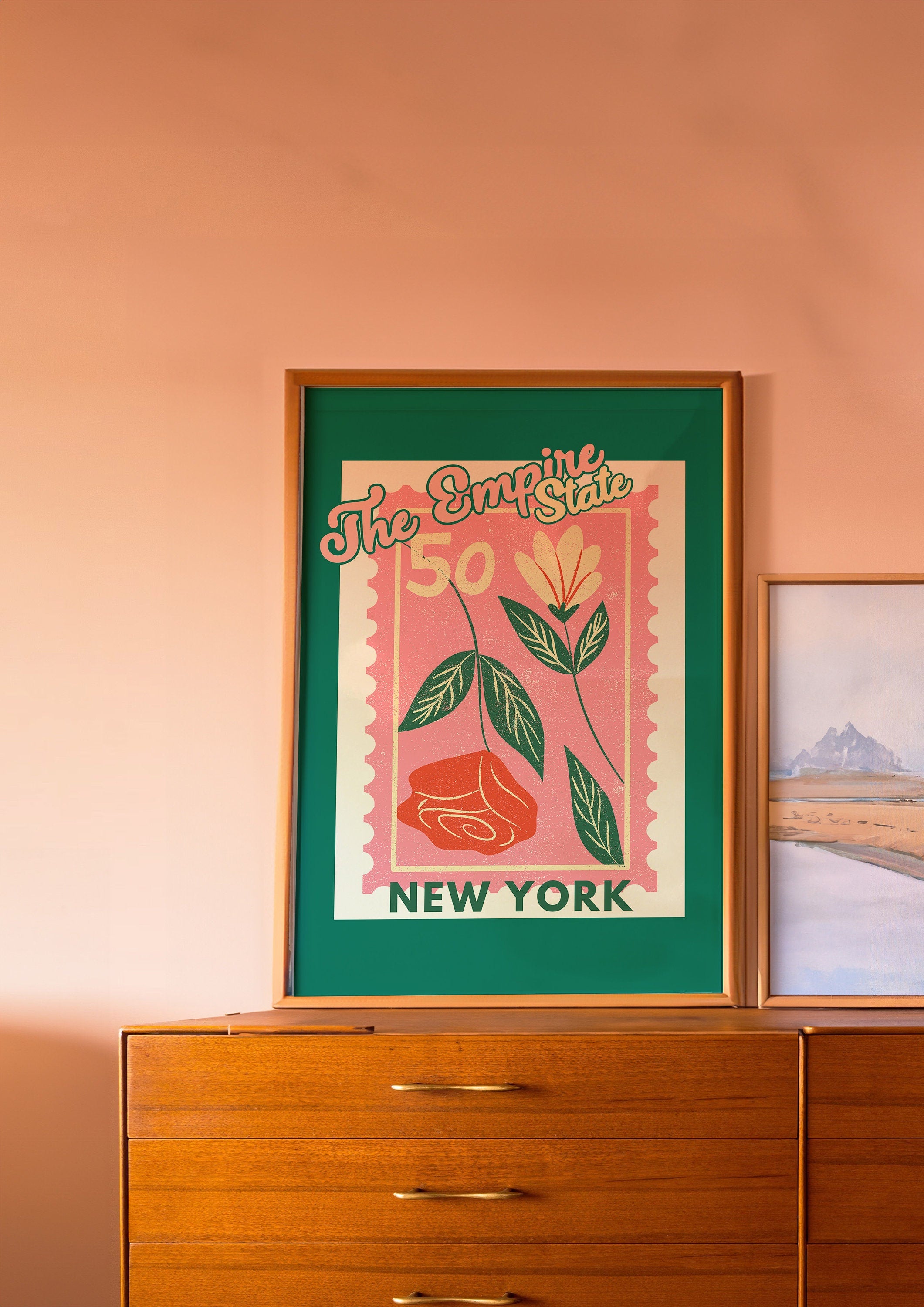 New York Art Prints, Digital Art Download, Colorful New York Wall Art, Cute Trendy Art, New York Art, State Flower Art