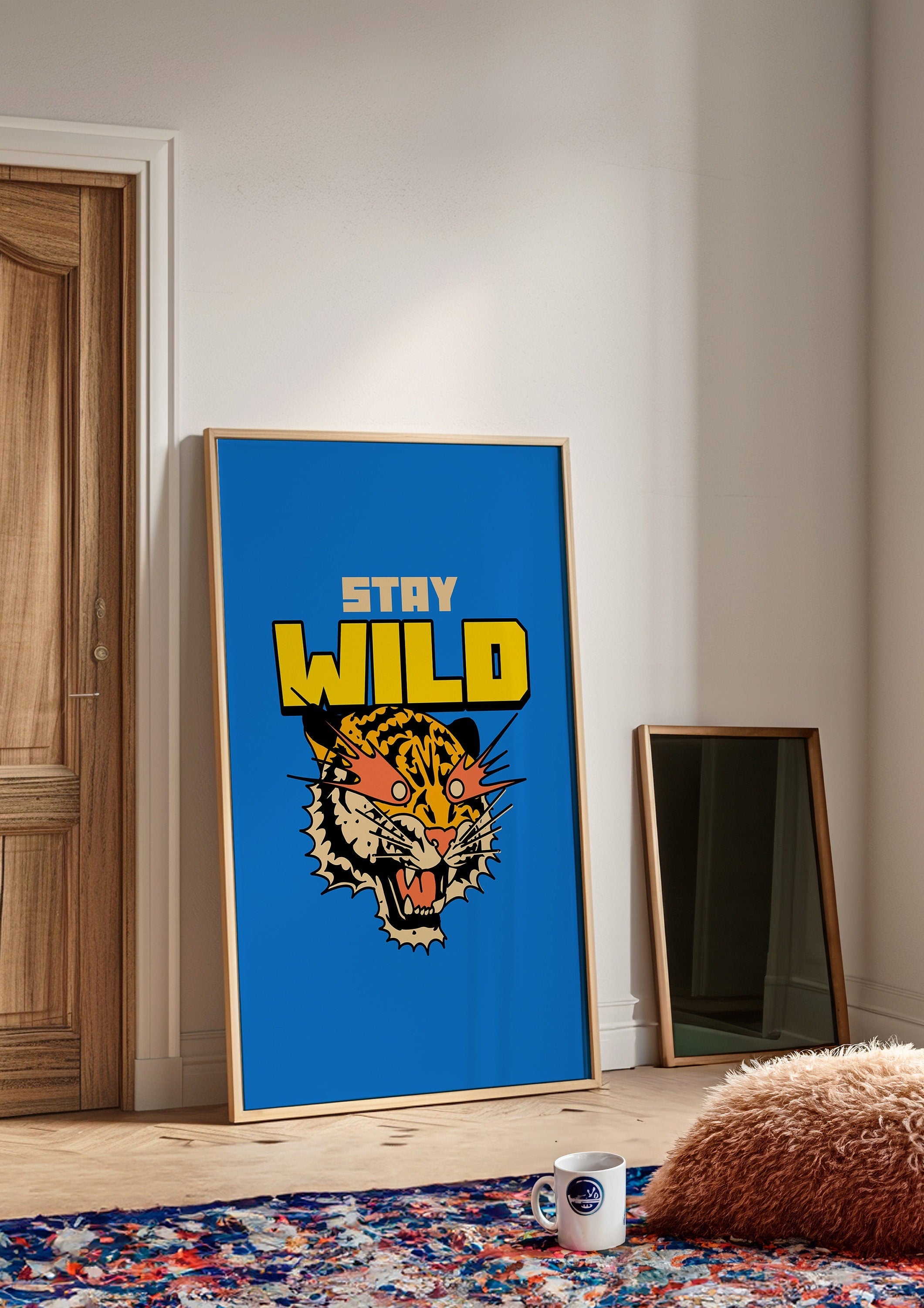 Digital Prints, Trendy Tiger Prints, Tiger Art Print, Funky Art Prints, Dorm Decor, Digital download, Kids Room Art, Minimal Animal Poster