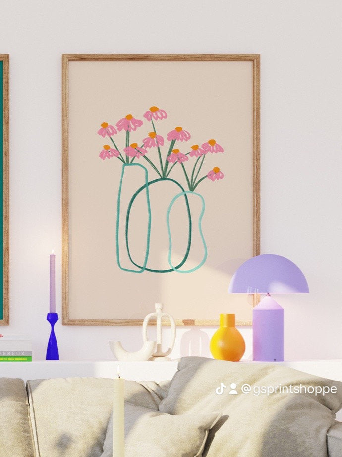 Pink Gallery Wall Set of 6 Digital Art Prints