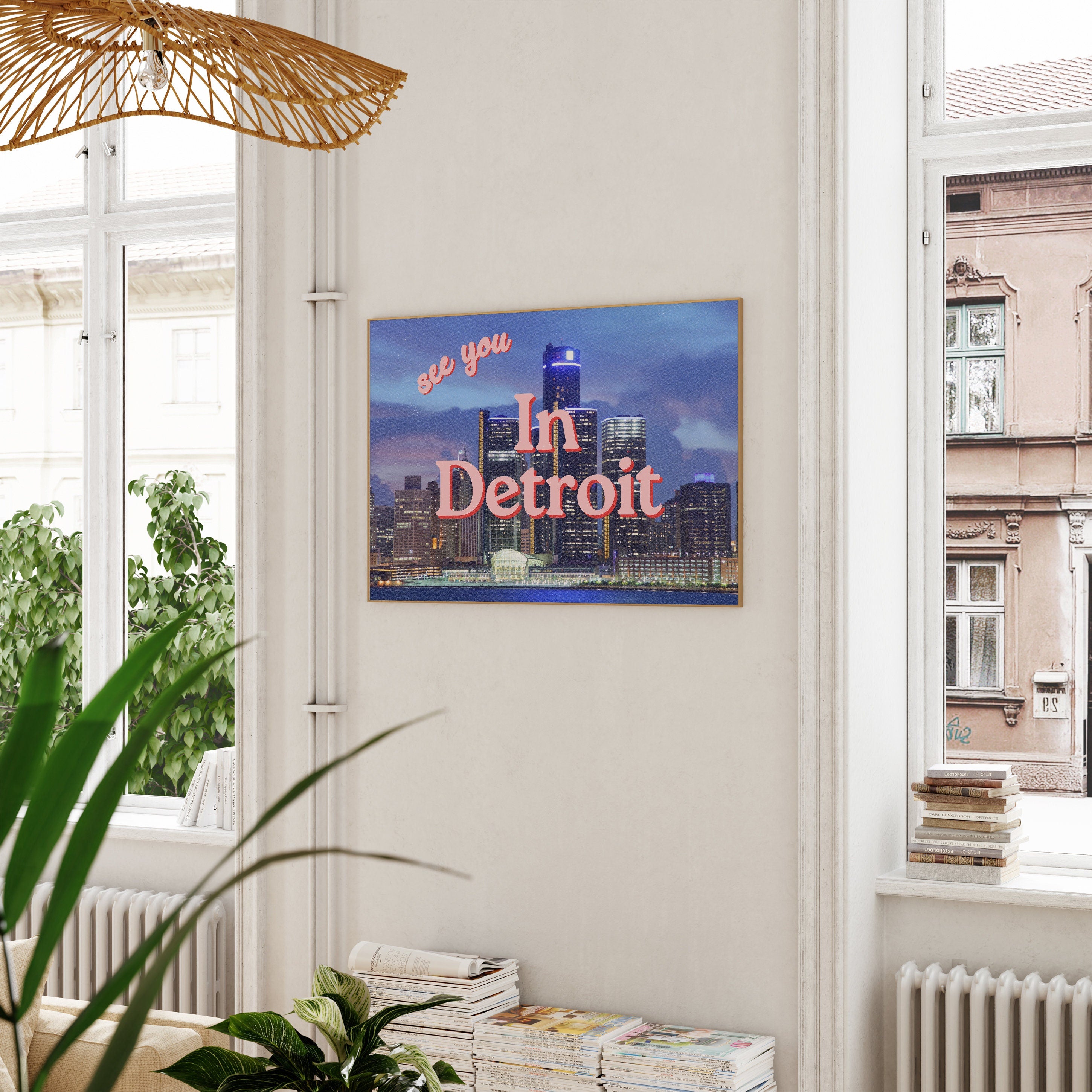 See you in Detroit, Michigan Art Print, Detroit Art, Detroit posters, cute city prints, city art prints, horizontal art, Digital art print