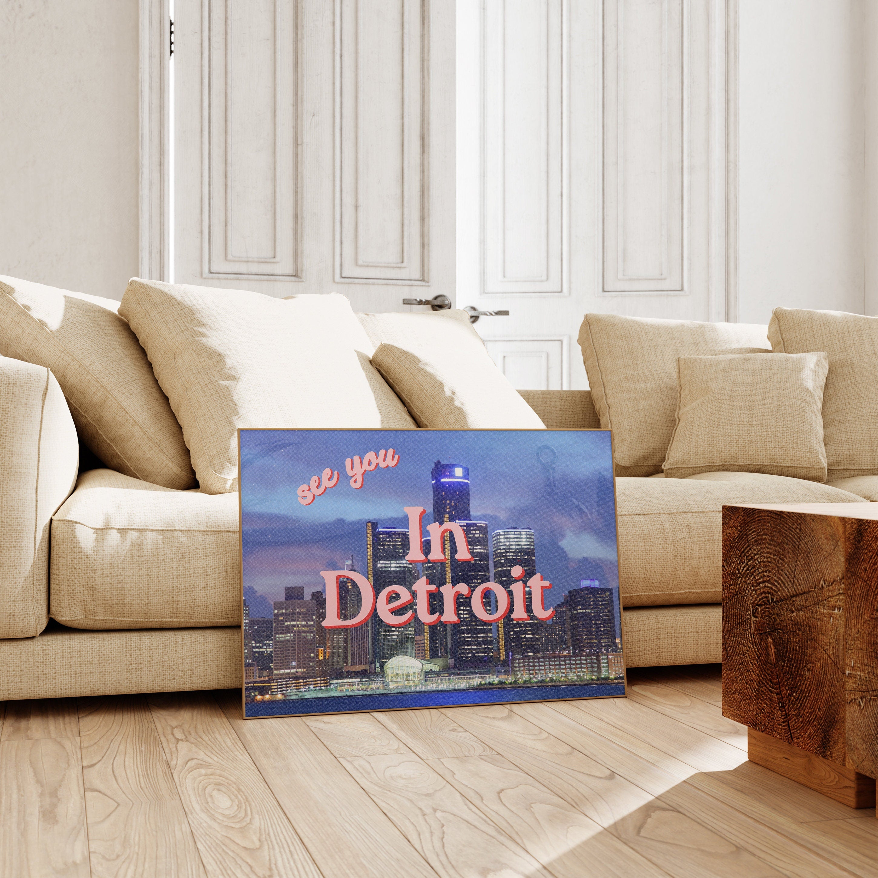 See you in Detroit, Michigan Art Print, Detroit Art, Detroit posters, cute city prints, city art prints, horizontal art, Digital art print