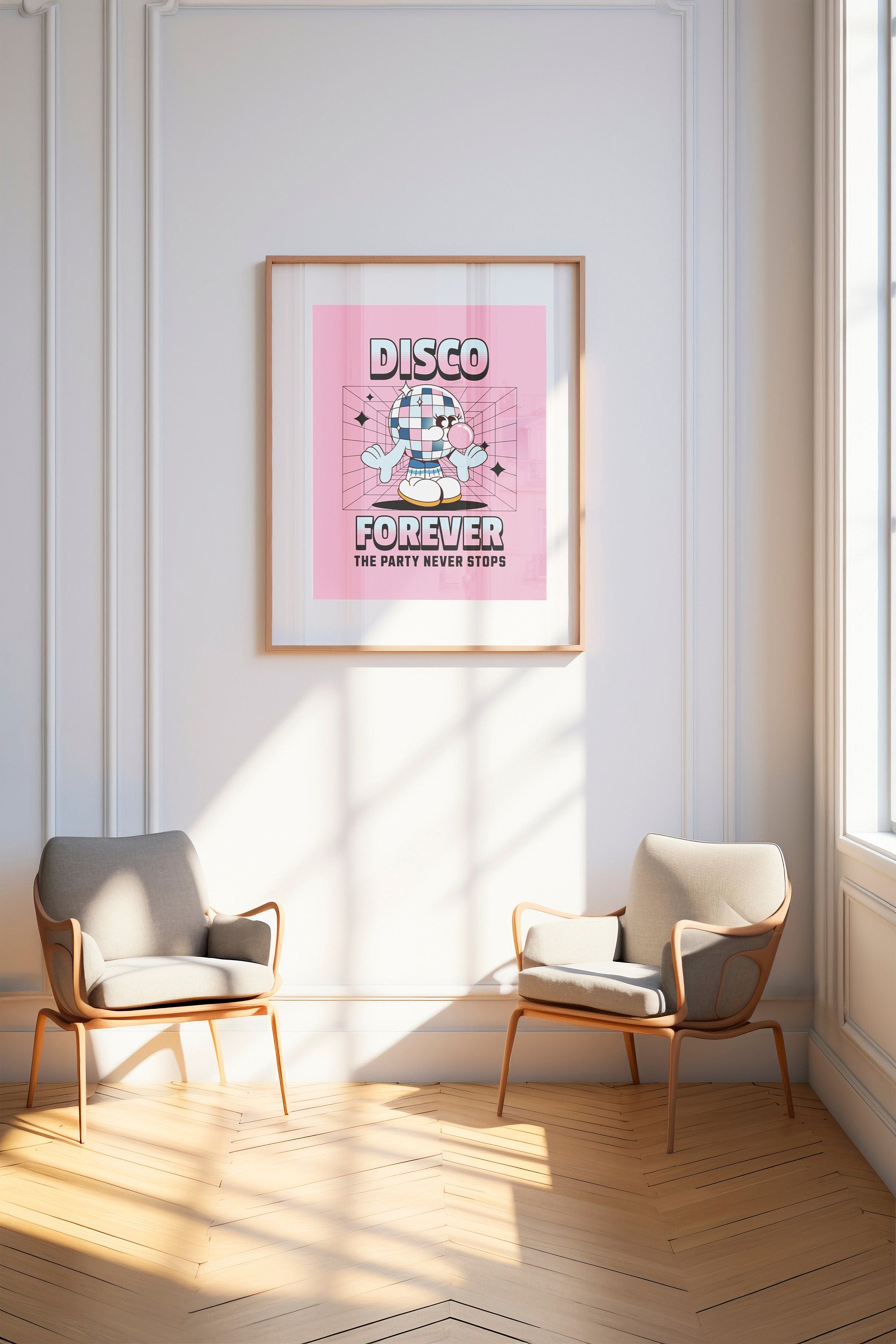 Disco Print, Disco Poster, Trendy Wall Art, Preppy Bar Cart Art, Disco Ball Print, Printable Art, Retro Wall Decor, Trendy Retro 70s Decor