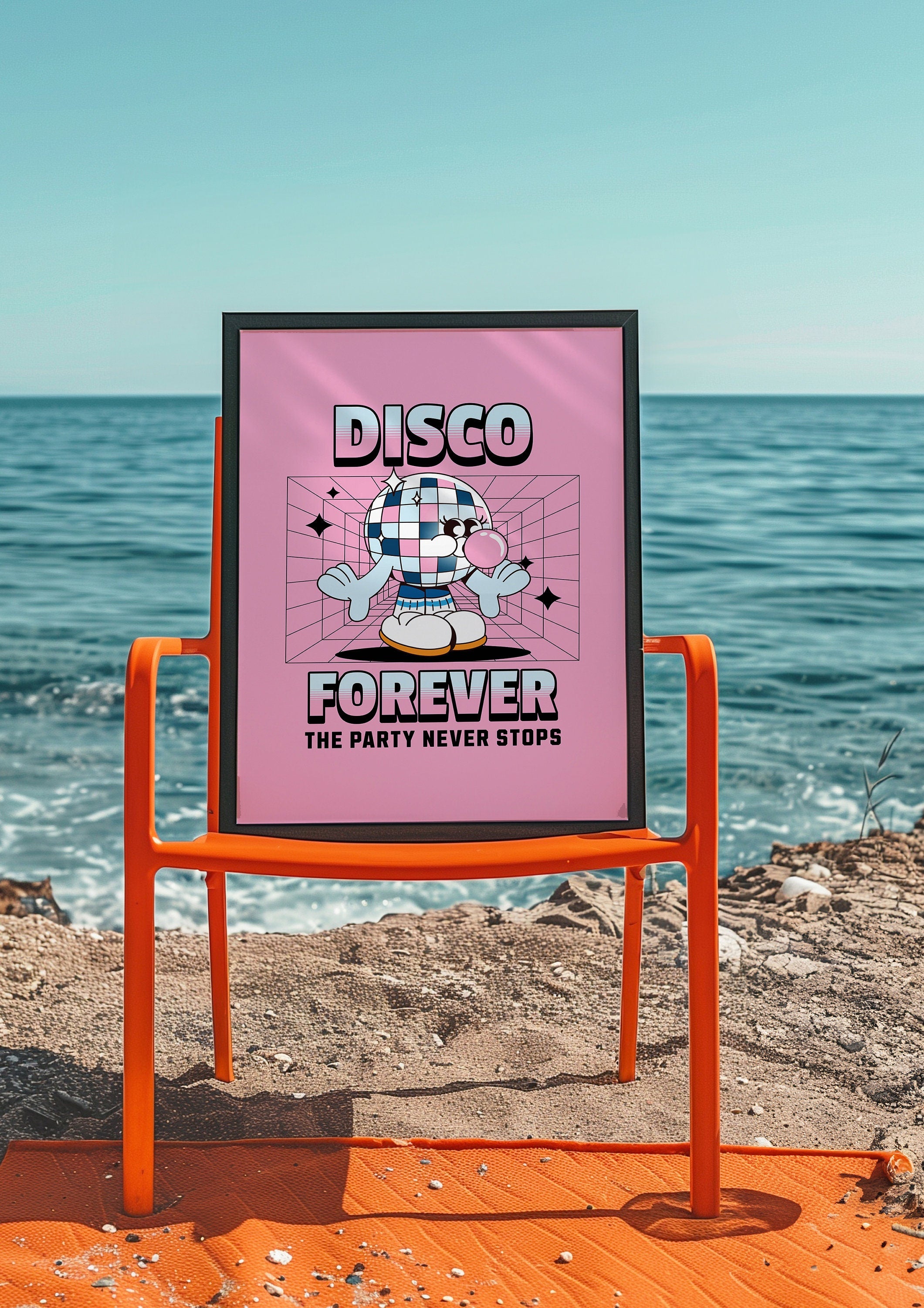 Disco Print, Disco Poster, Trendy Wall Art, Preppy Bar Cart Art, Disco Ball Print, Printable Art, Retro Wall Decor, Trendy Retro 70s Decor