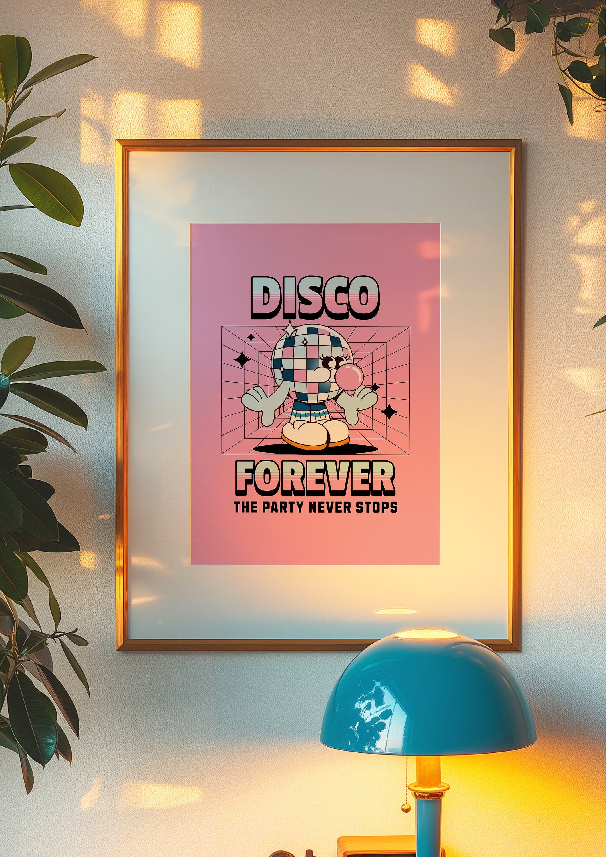 Disco Print, Disco Poster, Trendy Wall Art, Preppy Bar Cart Art, Disco Ball Print, Printable Art, Retro Wall Decor, Trendy Retro 70s Decor