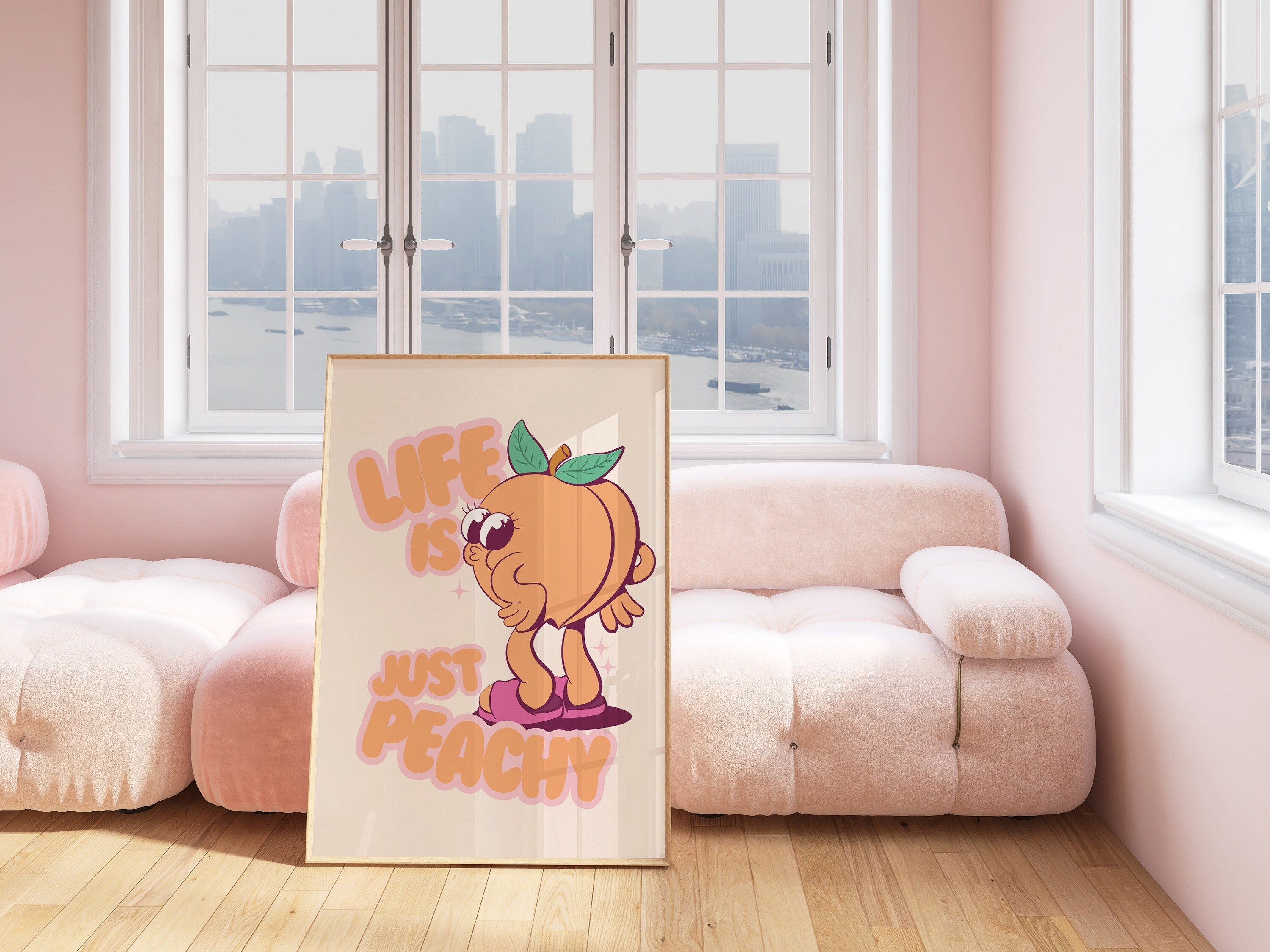 Peach Poster, Retro wall Art, Peach Prints, Kitchen Decor, Digital Download, Wall Decor, Large Printable Art, Fruit prints