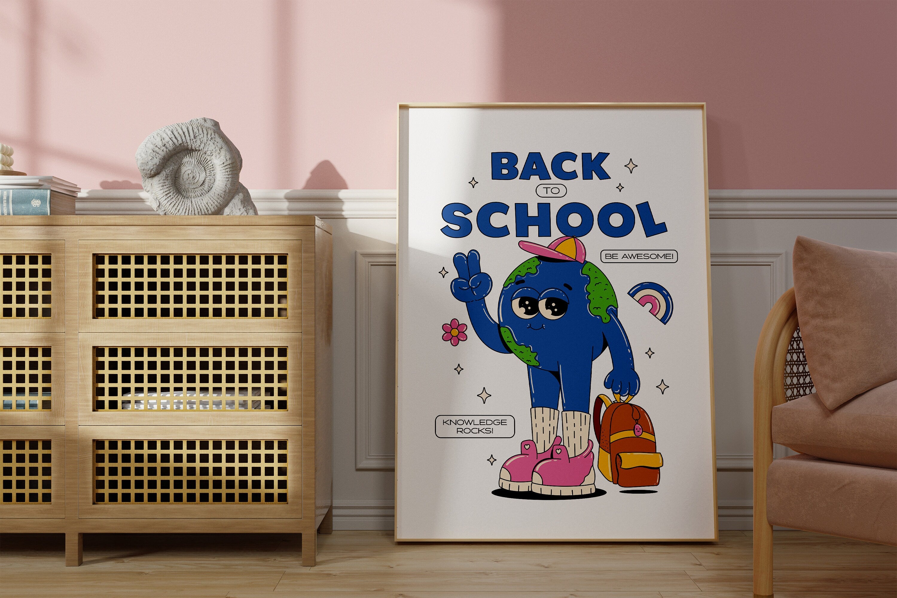 Classroom Art, Kids Room Art, Downloadable Print, Cartoon Art, Back to School Art, Trendy Posters, Vintage Mascot Art, Cute Positive Poster